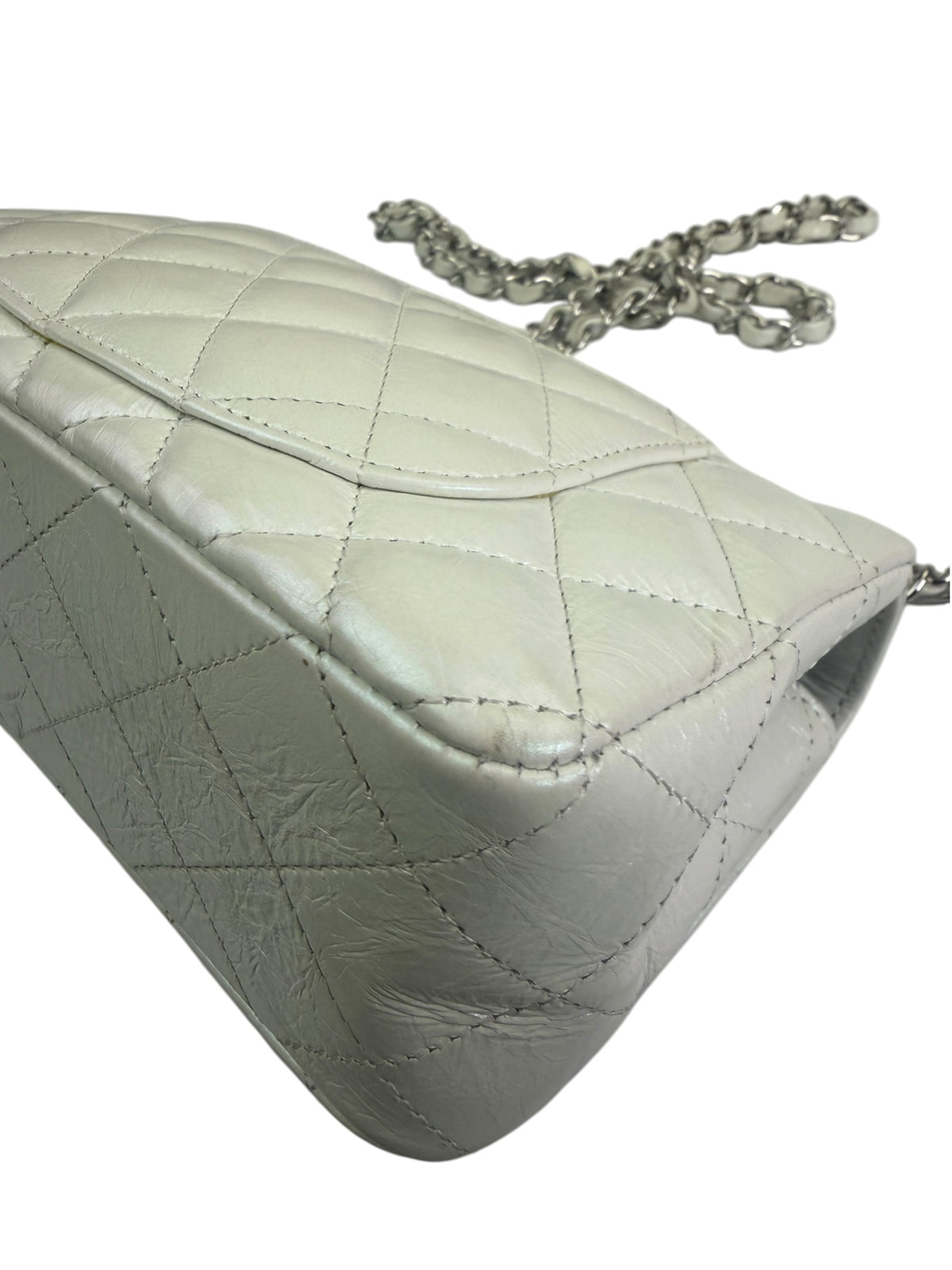 Chanel Metallic White Quilted Calfskin Small Flap Bag 2021