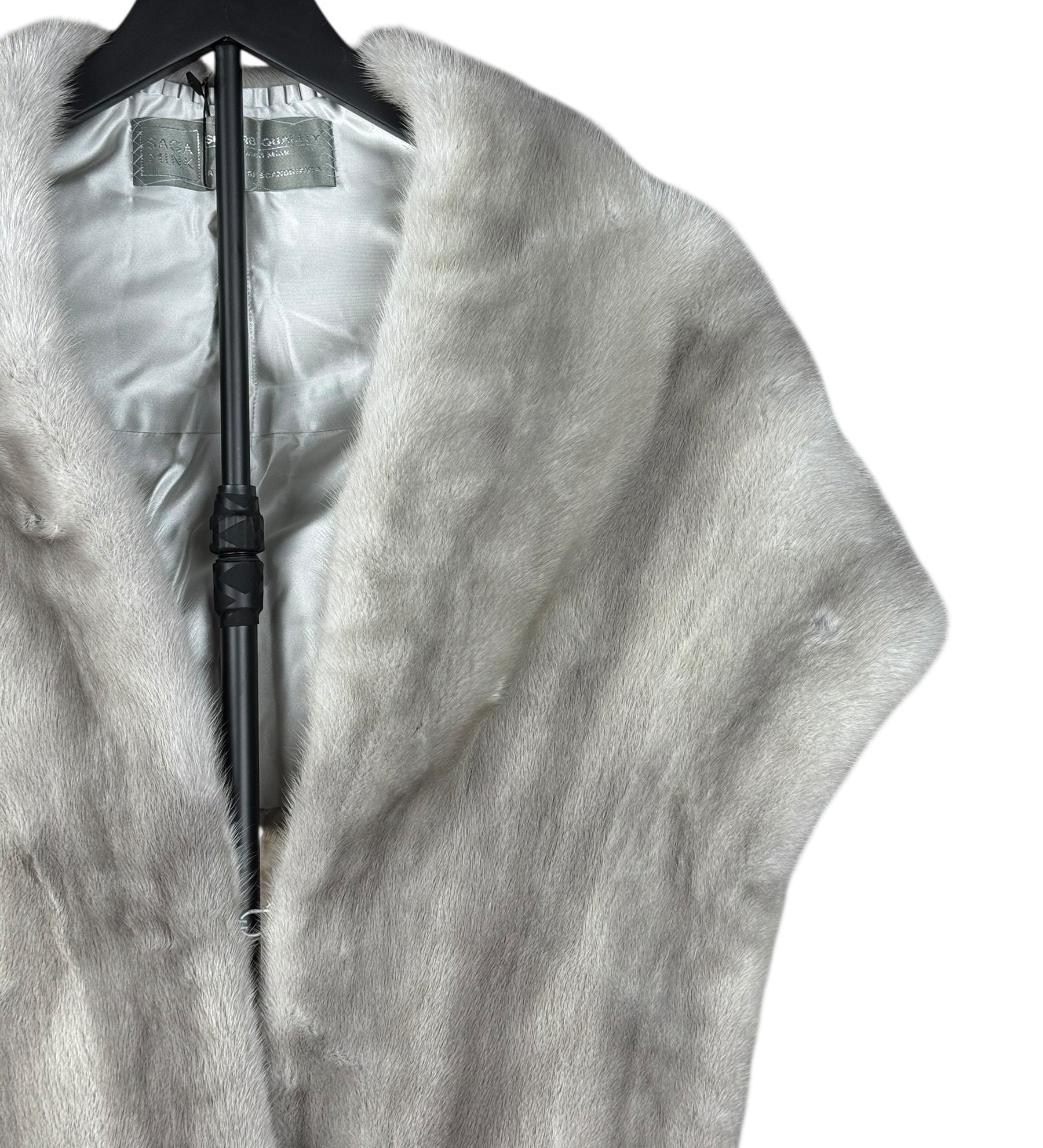 Saga Mink Vintage Grey Fur Tailed Shawl