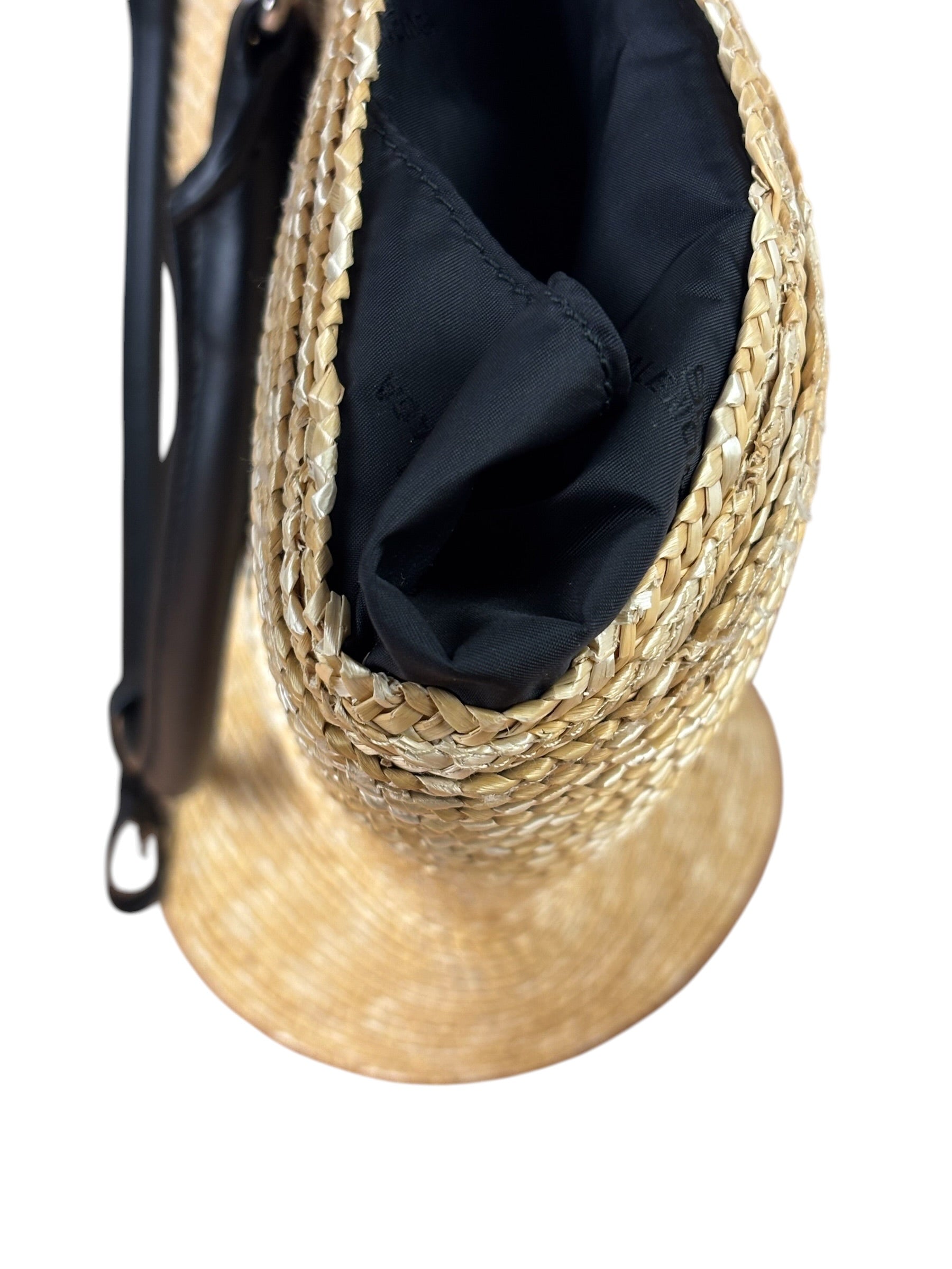 Balenciaga Raffia Woven/Leather Trim Beach Tote