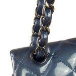 Chanel Perl Glossy Blue Quilted Patent Leather Double Flap Bag 2012