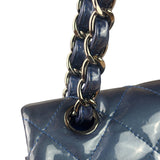 Chanel Perl Glossy Blue Quilted Patent Leather Double Flap Bag 2012
