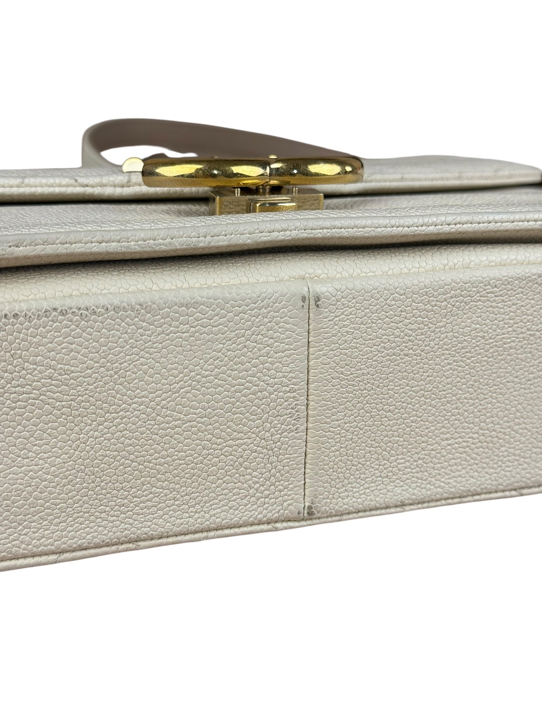 Chanel Ivory Caviar Quilted Coco Cuba Chain Top Handle Bag 2018