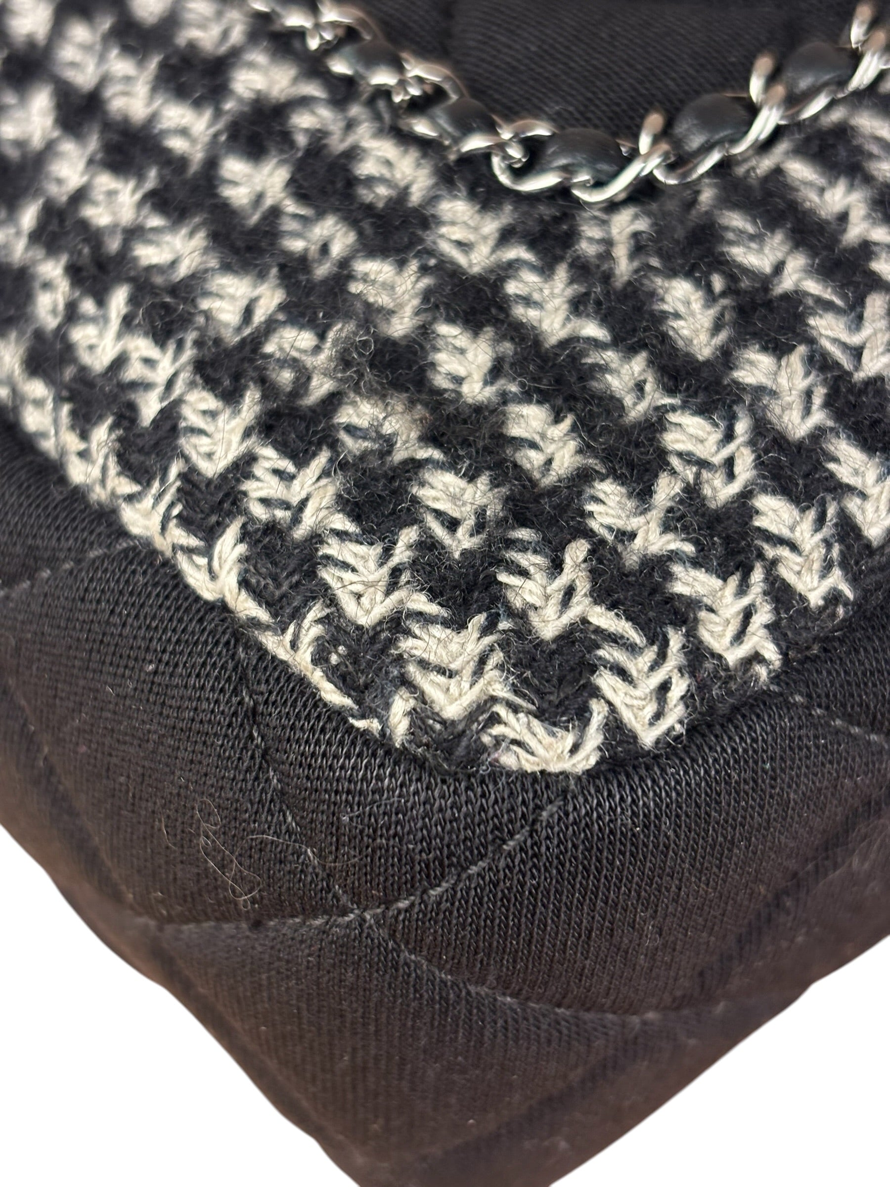 Chanel Black CC Quilted Jersey and Tweed Chain Flap Bag 2014