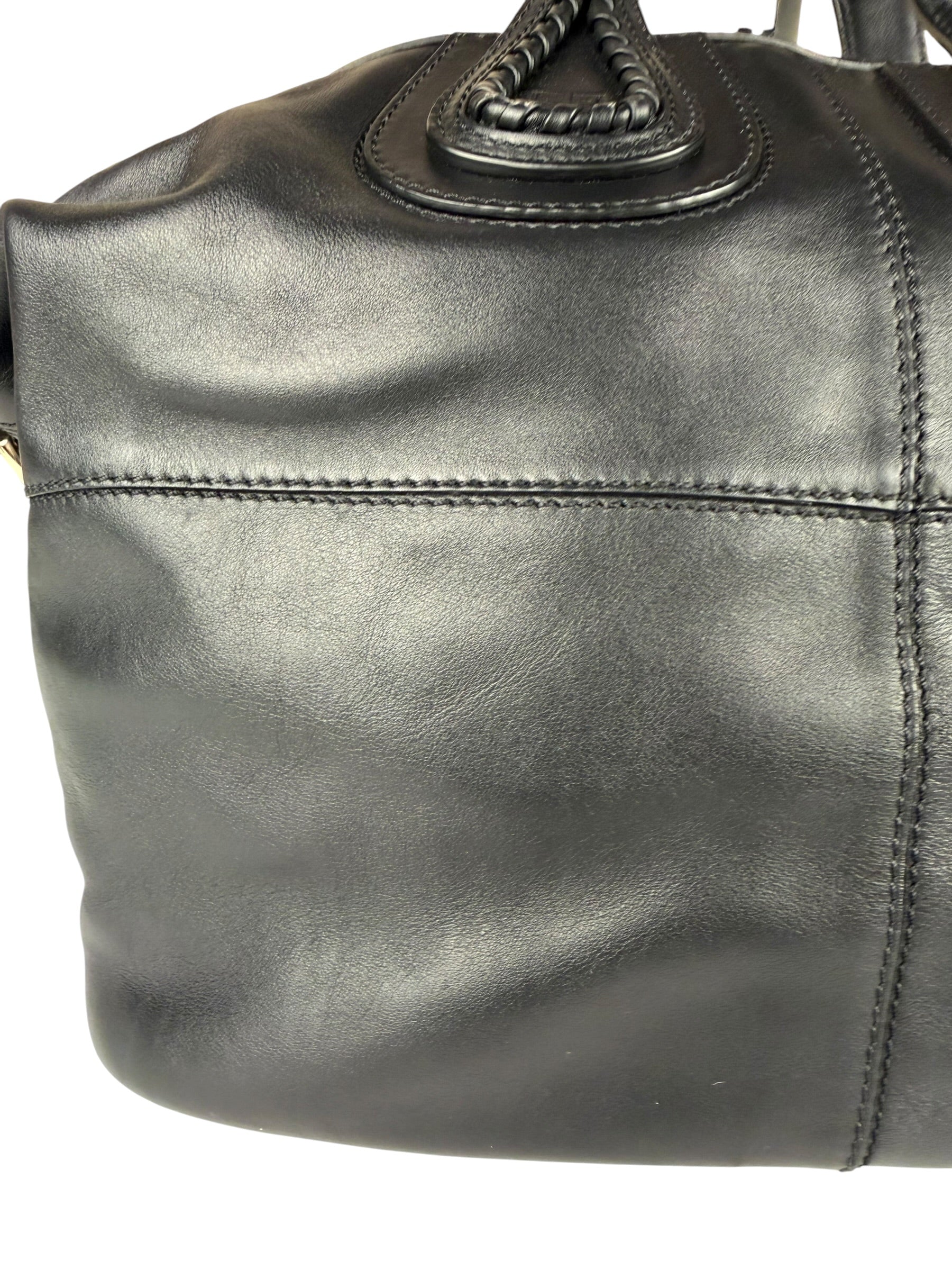 Givenchy Vintage Black Leather Nightinagale Braided Handles Hobo Bag