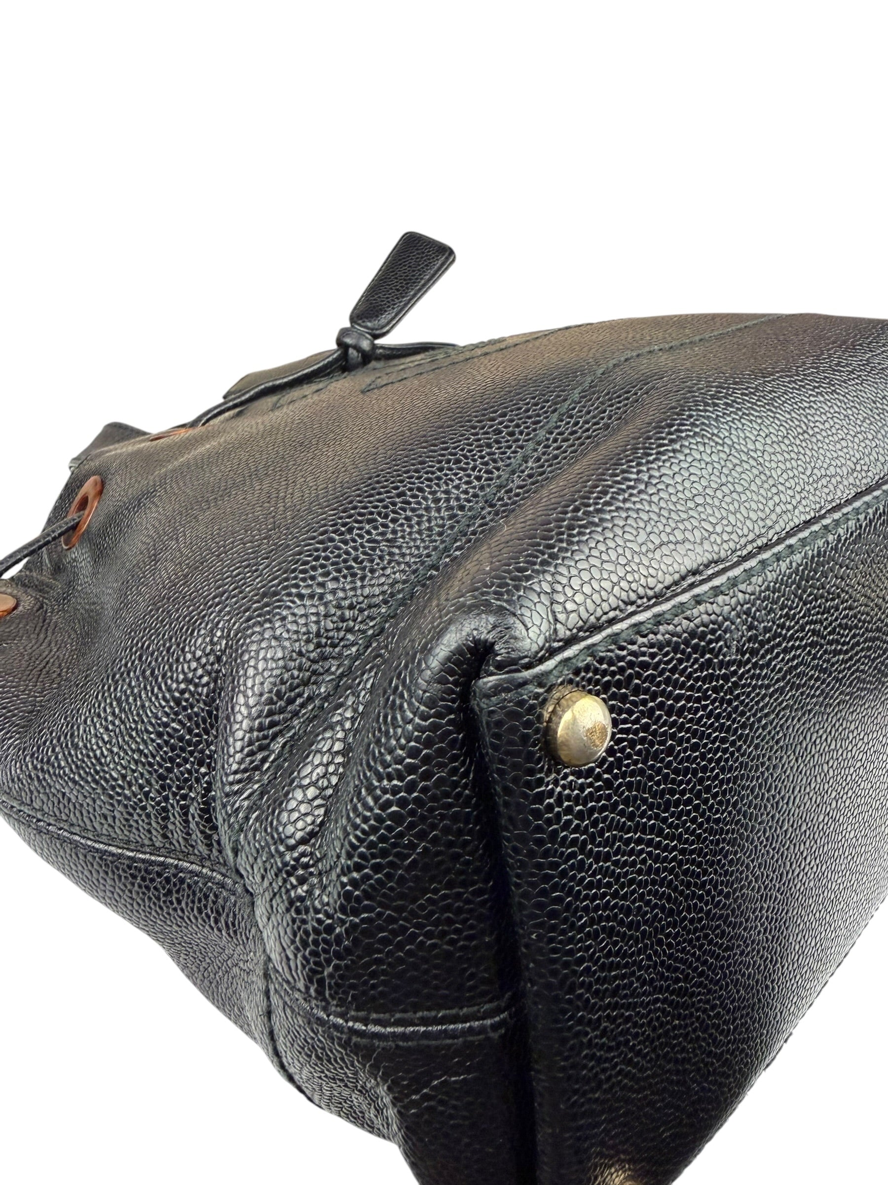 Chanel Black Caviar CC Drawstring Tote Bag 2002