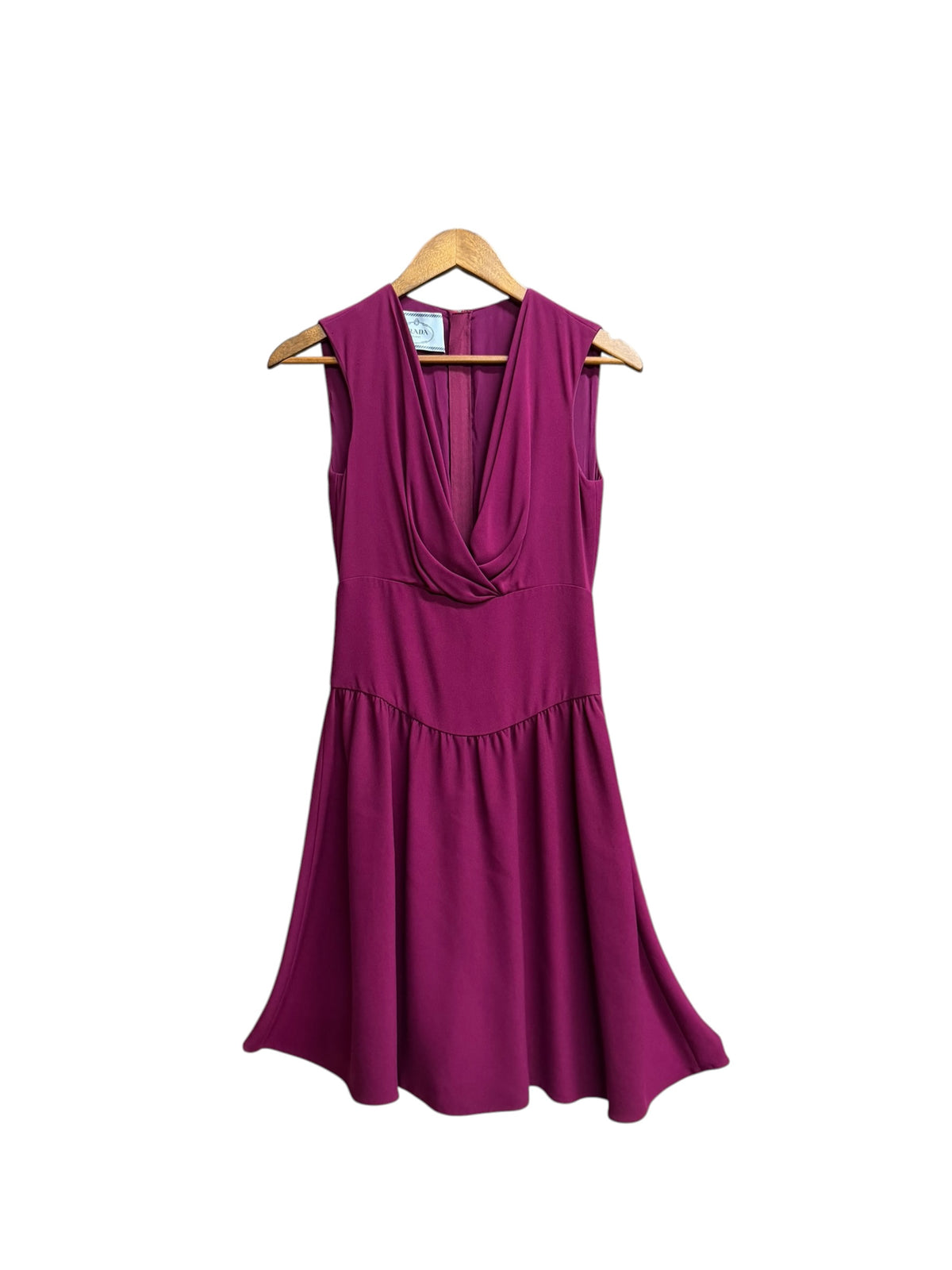 Prada Draped Flare Knee-Length Purple Dress