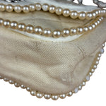 Chanel White Leather/Canvas Pearl Crossbody Flap 2003
