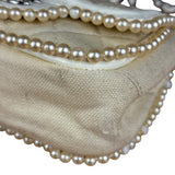 Chanel White Leather/Canvas Pearl Crossbody Flap 2003