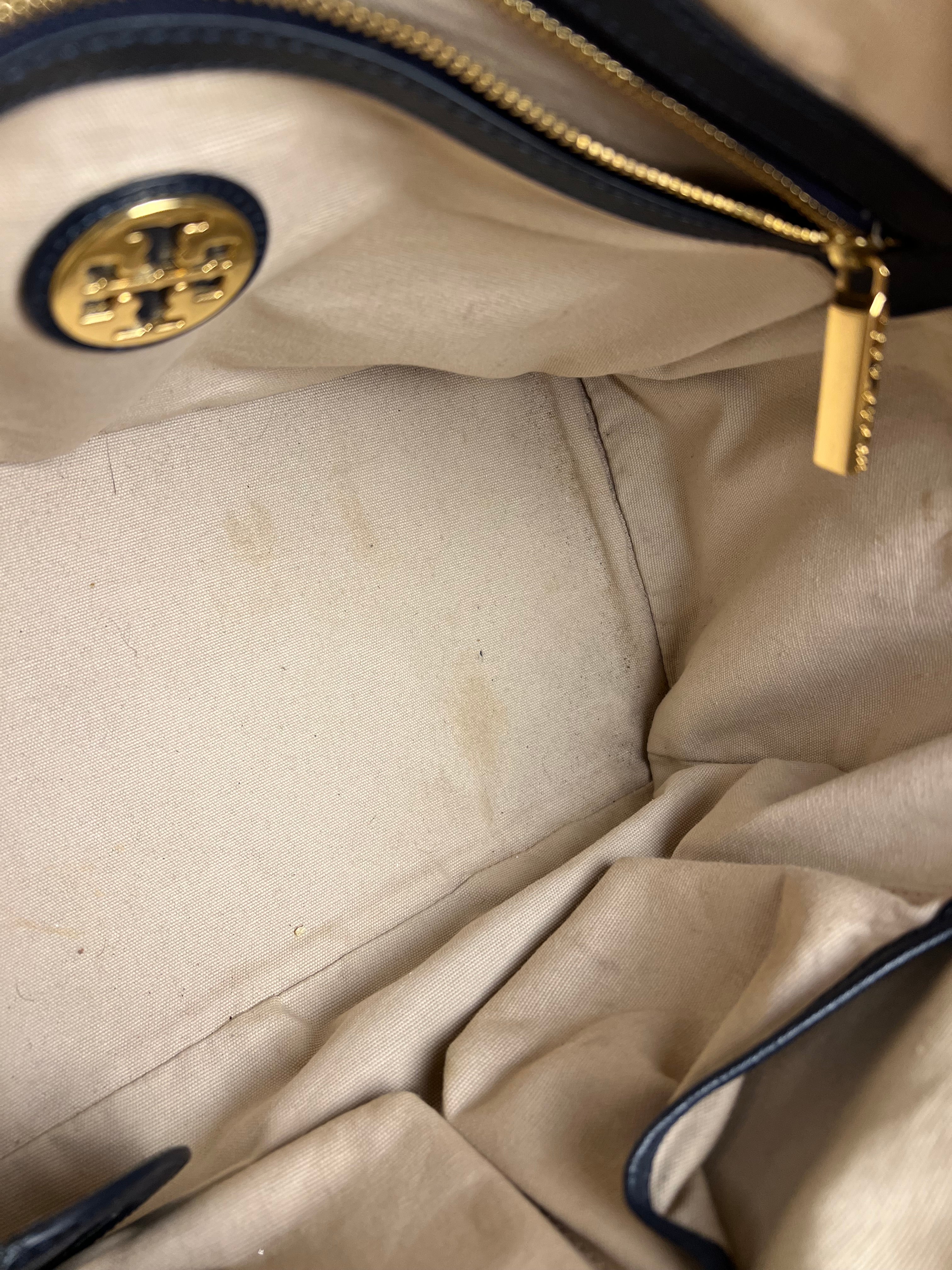 Tory Burch Saffiano Leather Navy Boston Bag