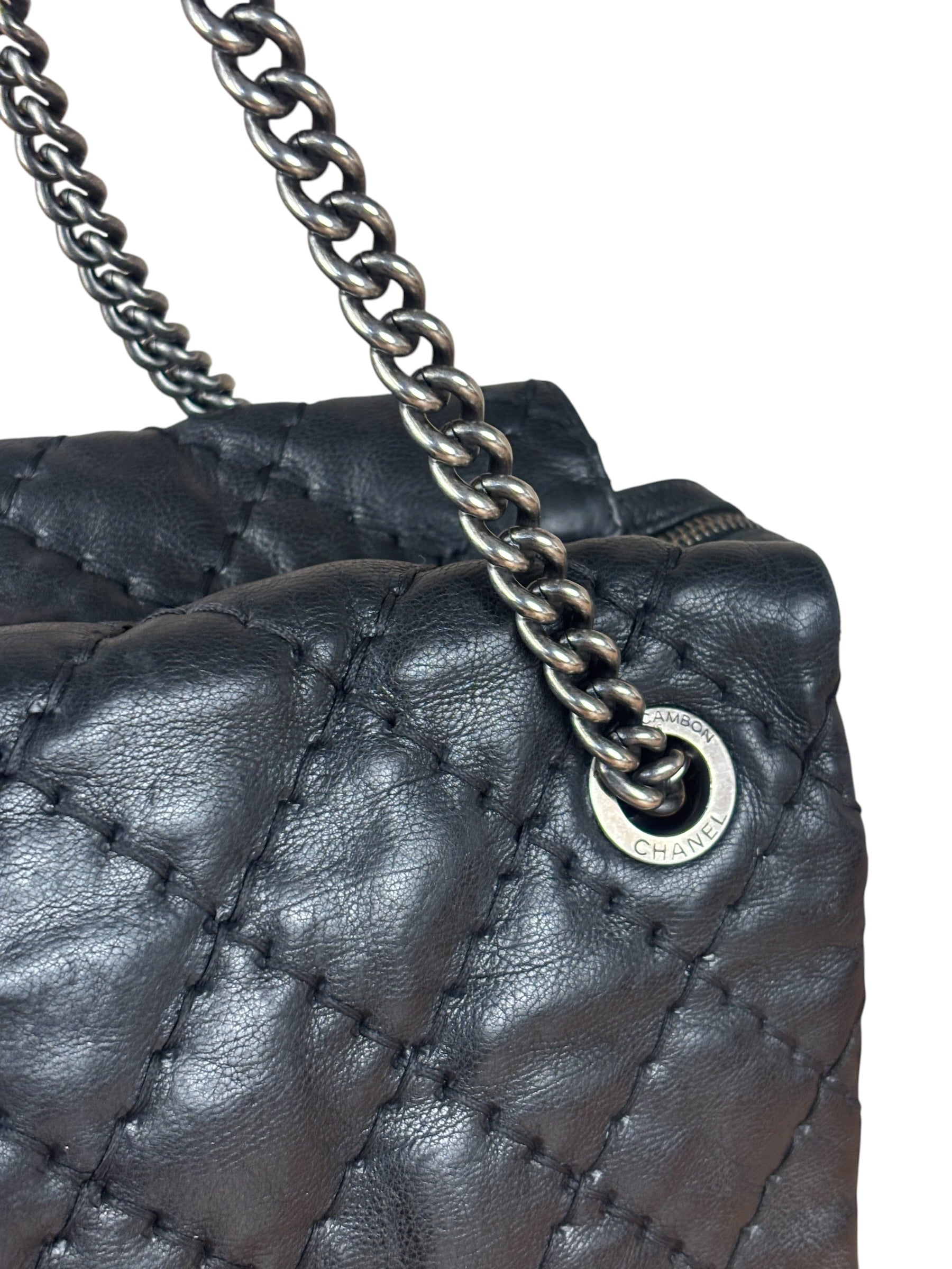 Chanel Black Leather Paris Moscow Flap/Chain Shoulder Bag 2005