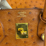 Hermes Birkin 35 Ostrich Leather Handbag Gold Hardware