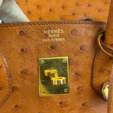 Hermes Birkin 35 Ostrich Leather Handbag Gold Hardware