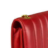 Saint Laurent Red Quilted Leather Vicky Flap Shoulder Bag