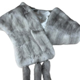 Saga Mink Vintage Grey Fur Tailed Shawl