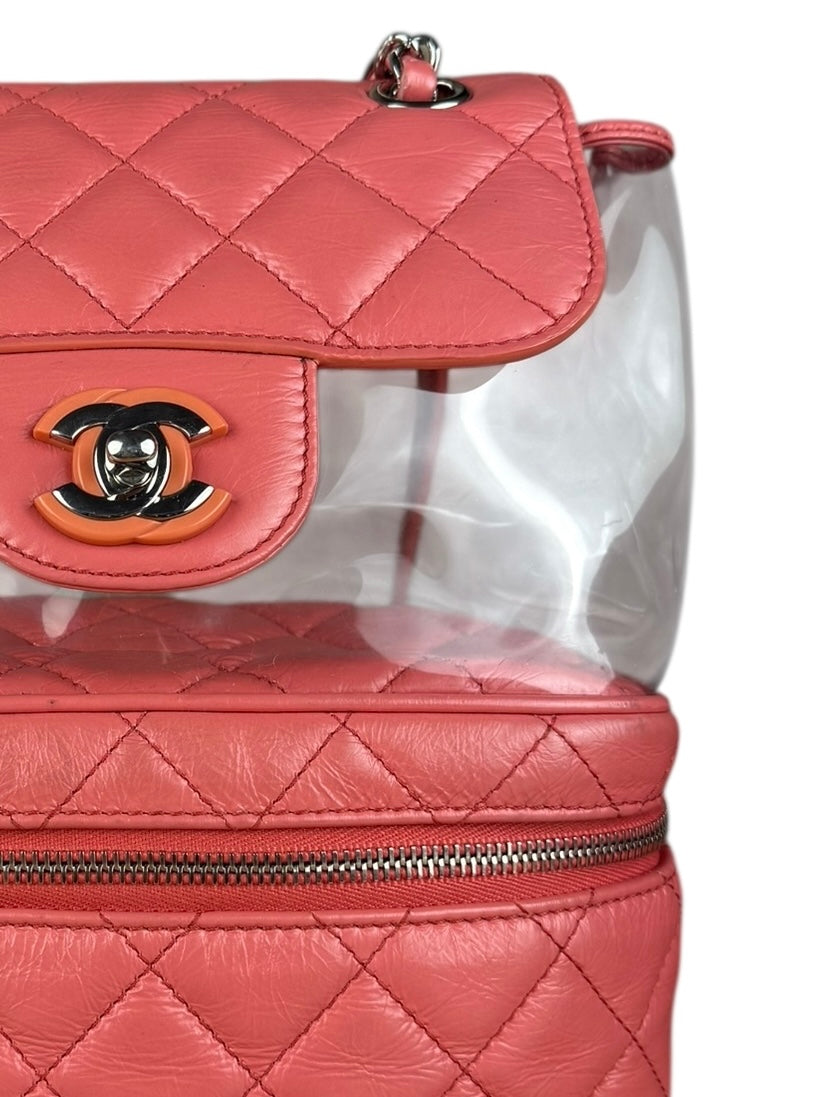 Chanel 2018 Pink Quilted PVC Vanity Zip Backpack