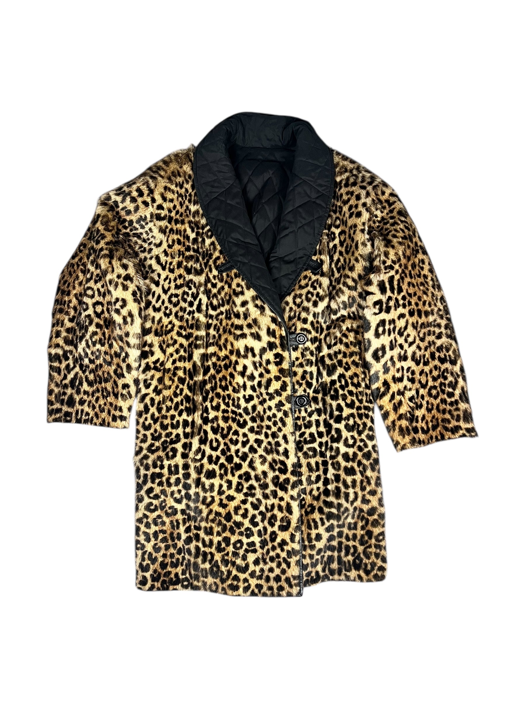 Emba Vintage Cheetah Print Fur Reversible Coat