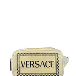 Versace Pastel Yellow Leather Logo Print Belt Bag