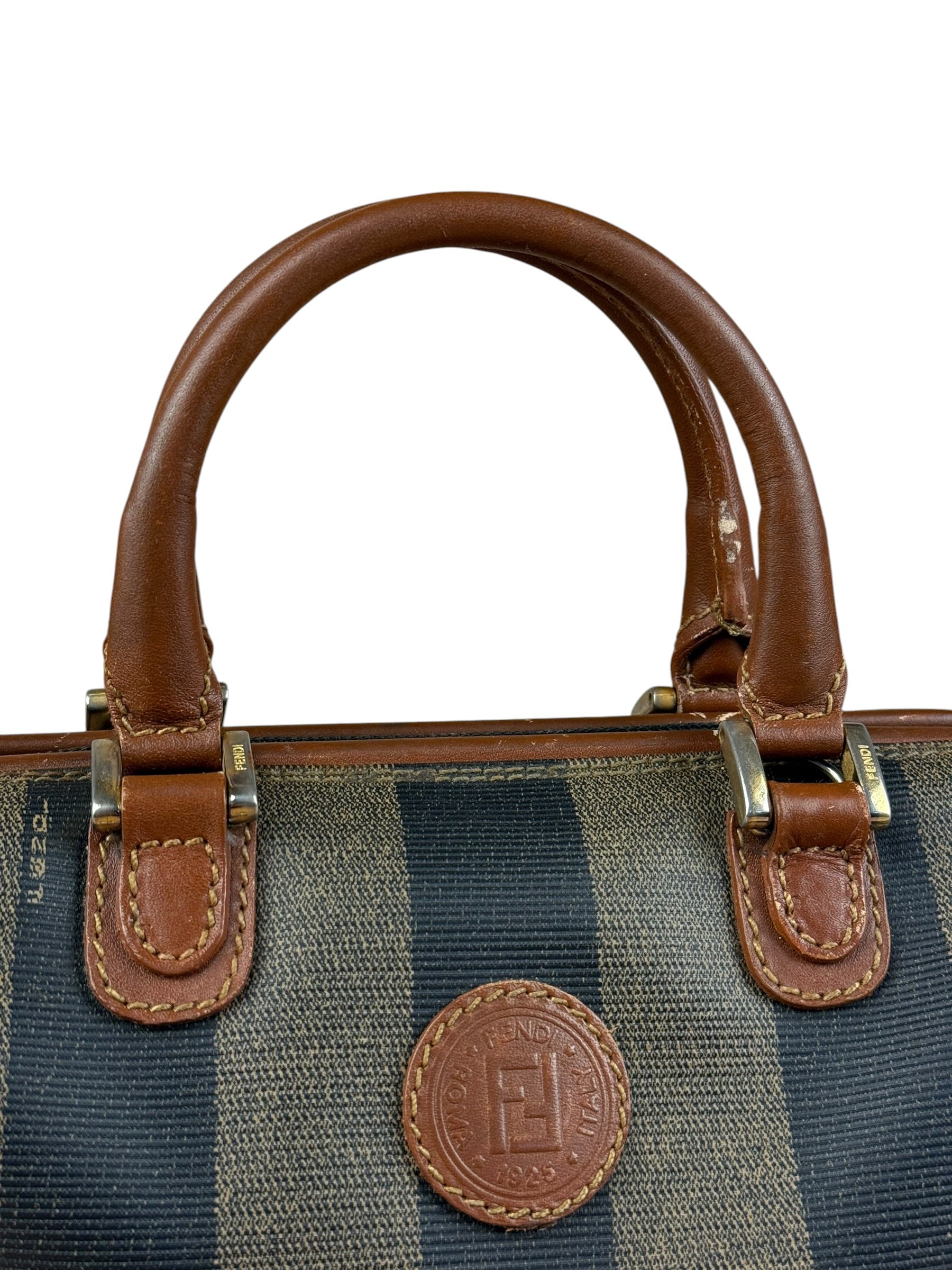 Fendi Vintage Pequin Stripped Nano Boston Bag