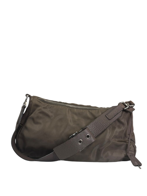 Prada Grey-Brown Taupe Tessuto Nylon Shoulder Bag