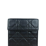 Christian Dior Black Leather Quilted Compact Wallet
