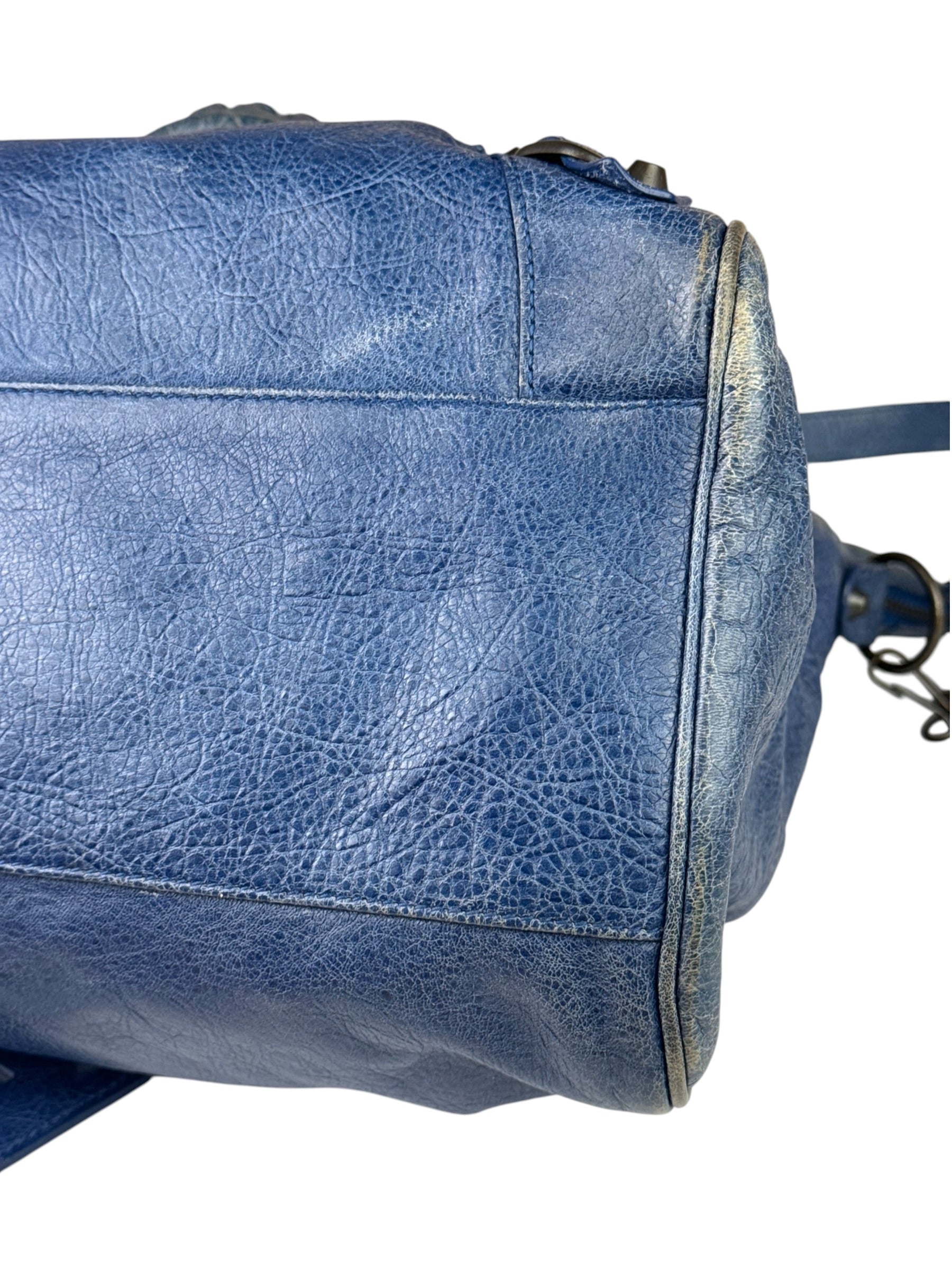 Balenciaga Navy Leather Moto Work Two-Way Bag