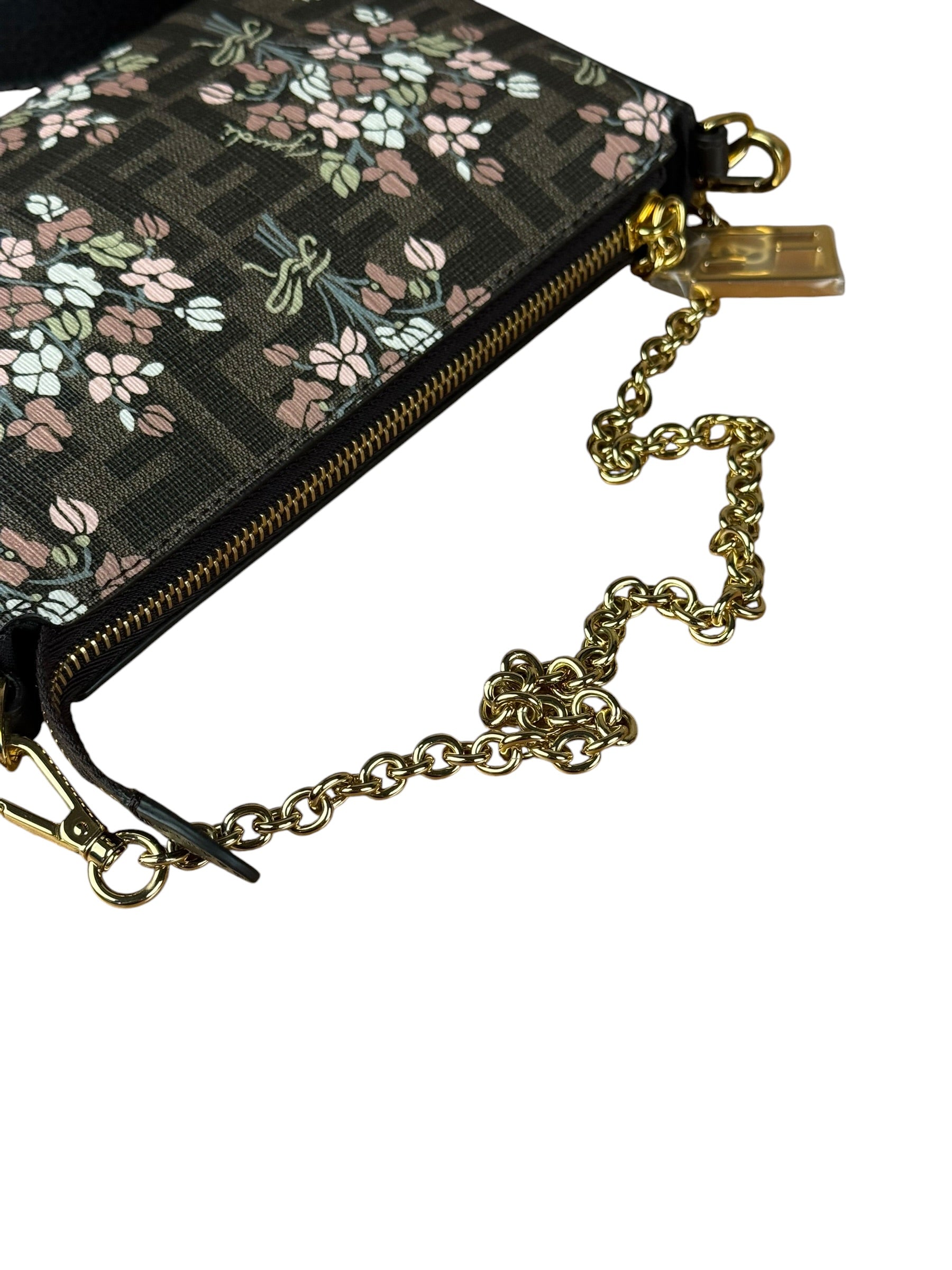Fendi FF Floral Coated Canvas Chain Pochette