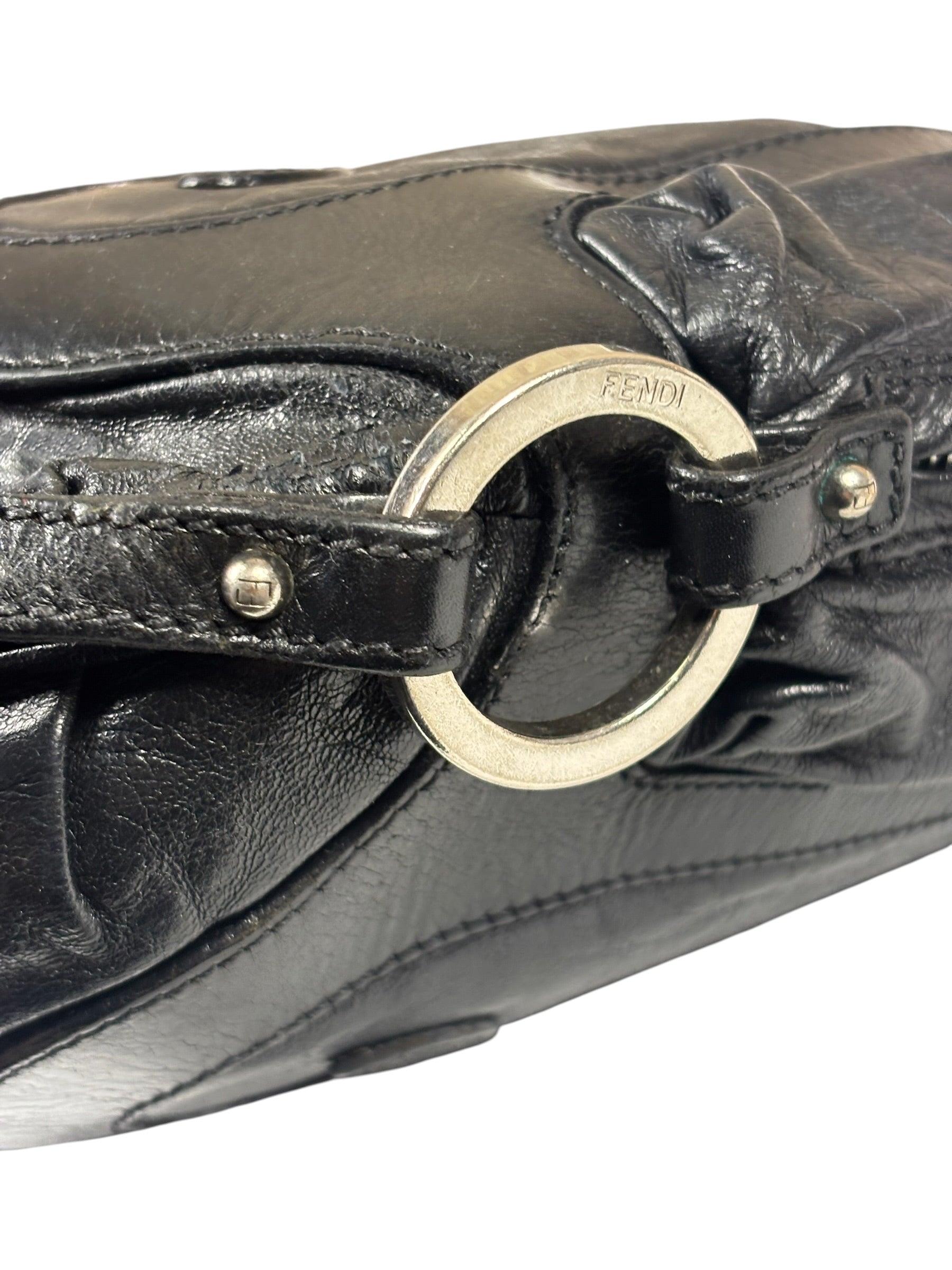 Fendi Black Leather Hobo Bag