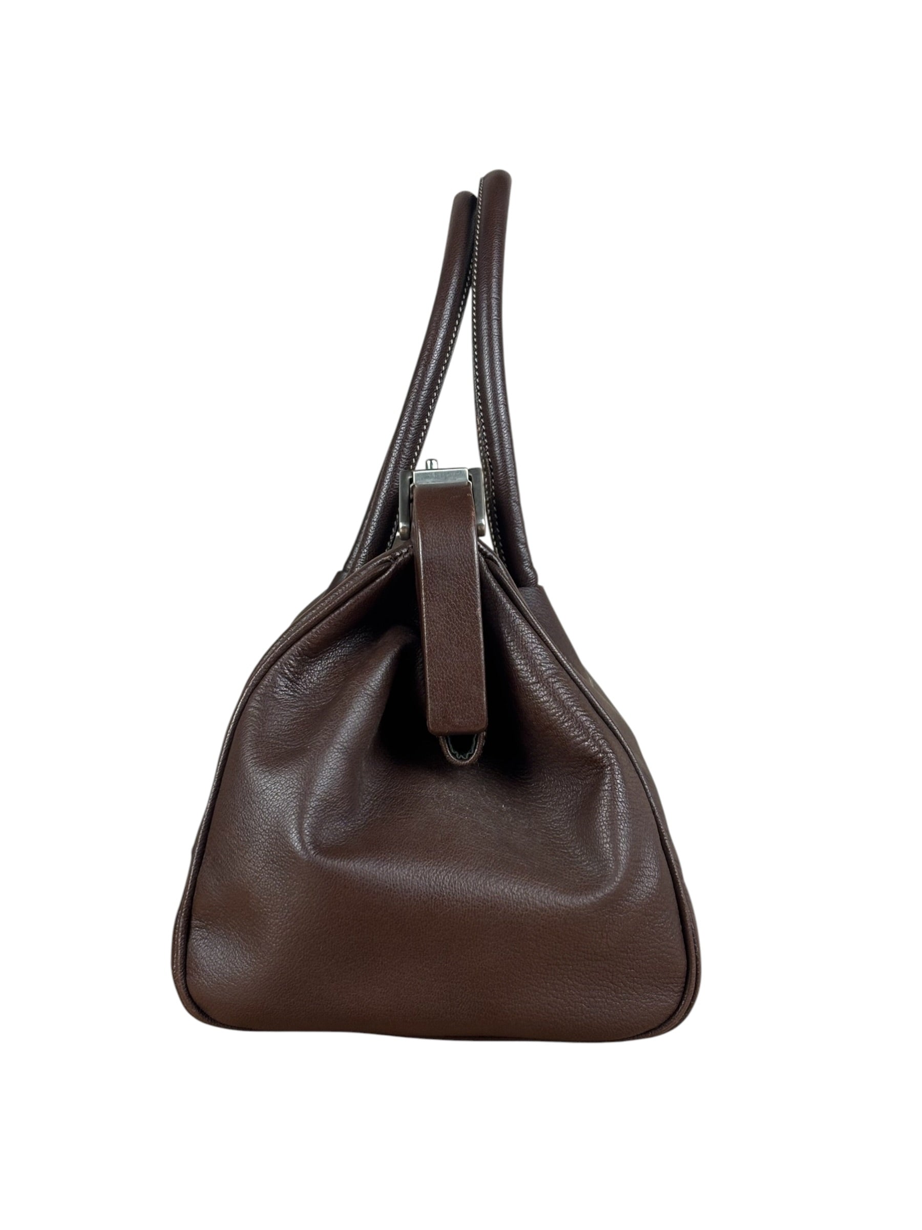 Prada Brown Leather Madras Cerniera Doctor Handbag