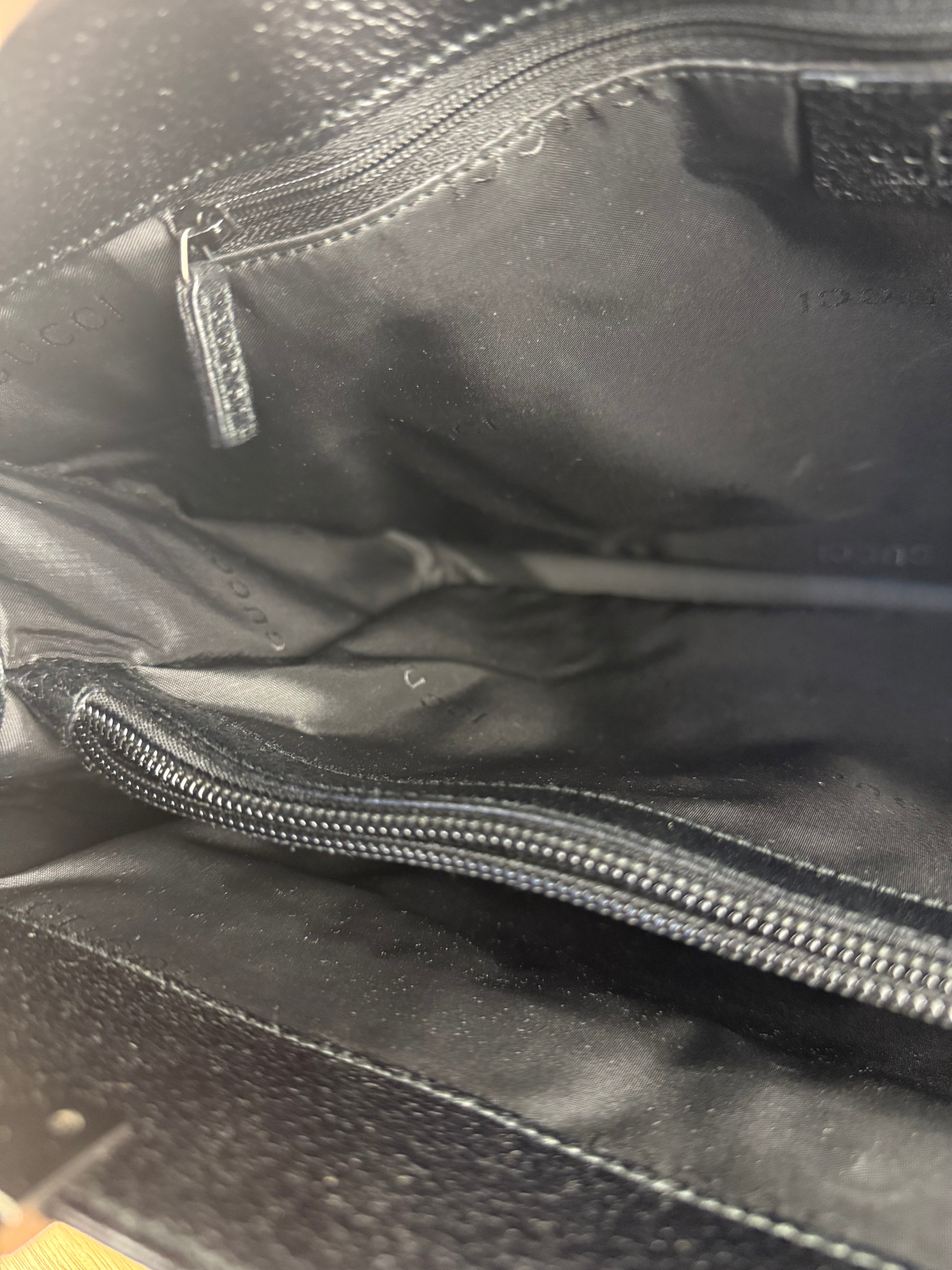 Gucci Vintage Black Leather Shoulder Tote