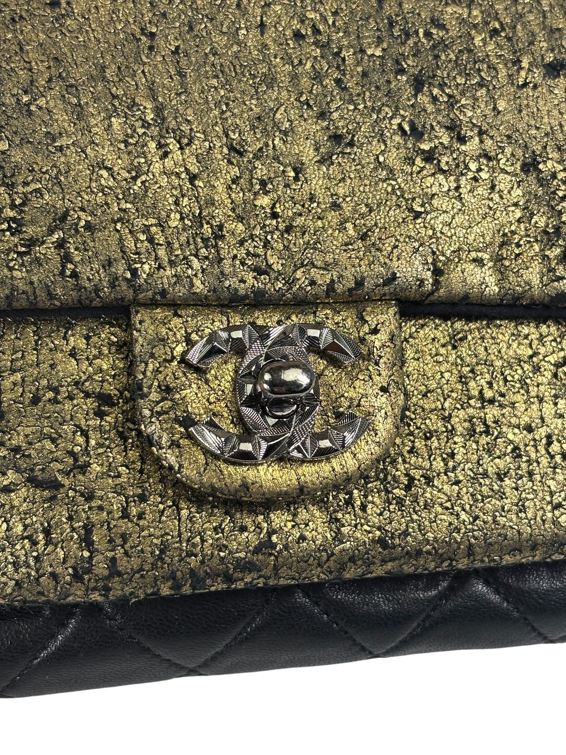 Chanel Black/Golden Quilted Lambskin Night Clutch On Chain Flap Bag 2012