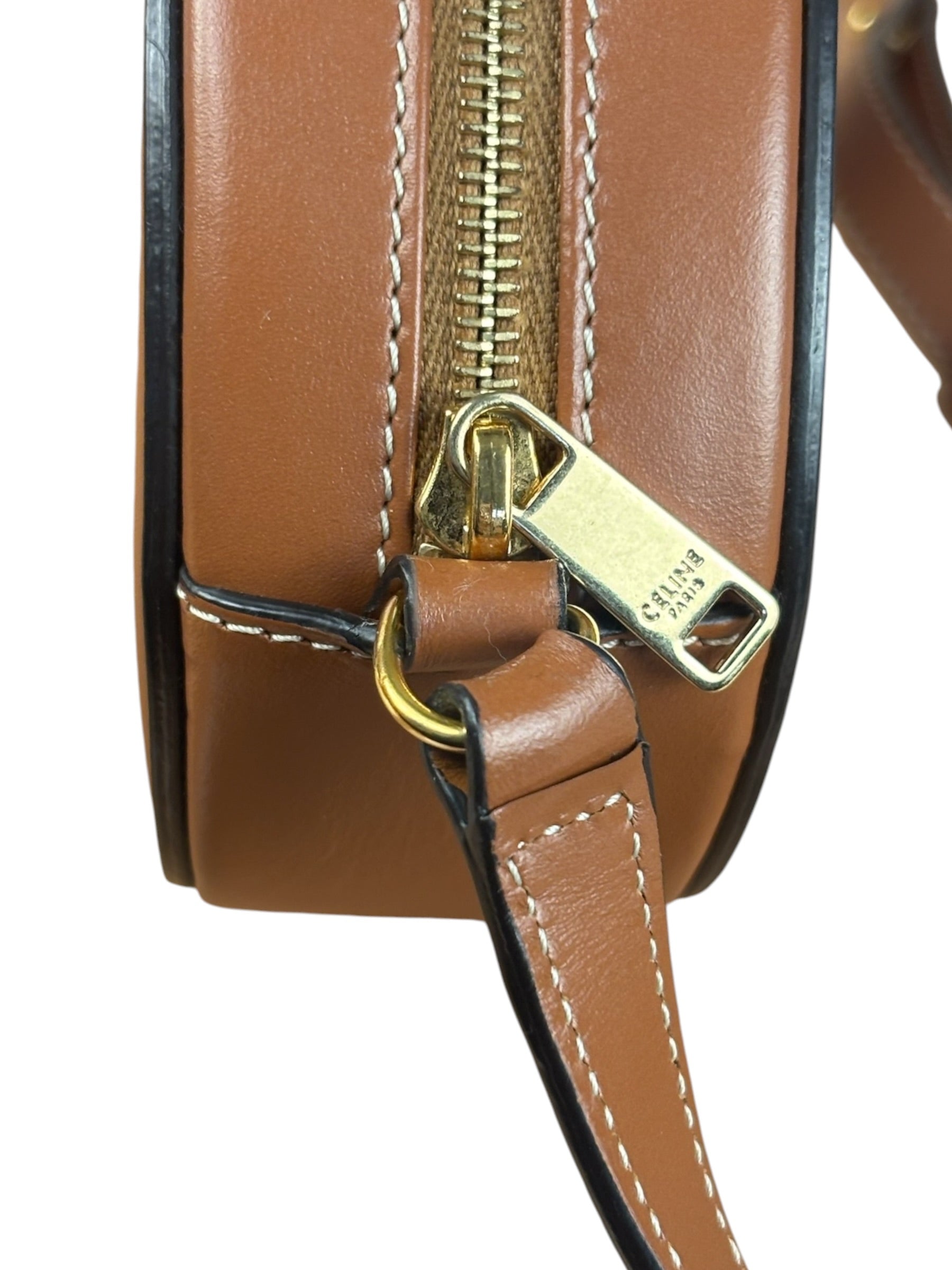 Celine Cuir Triomphe Oval Crossbody Brown
