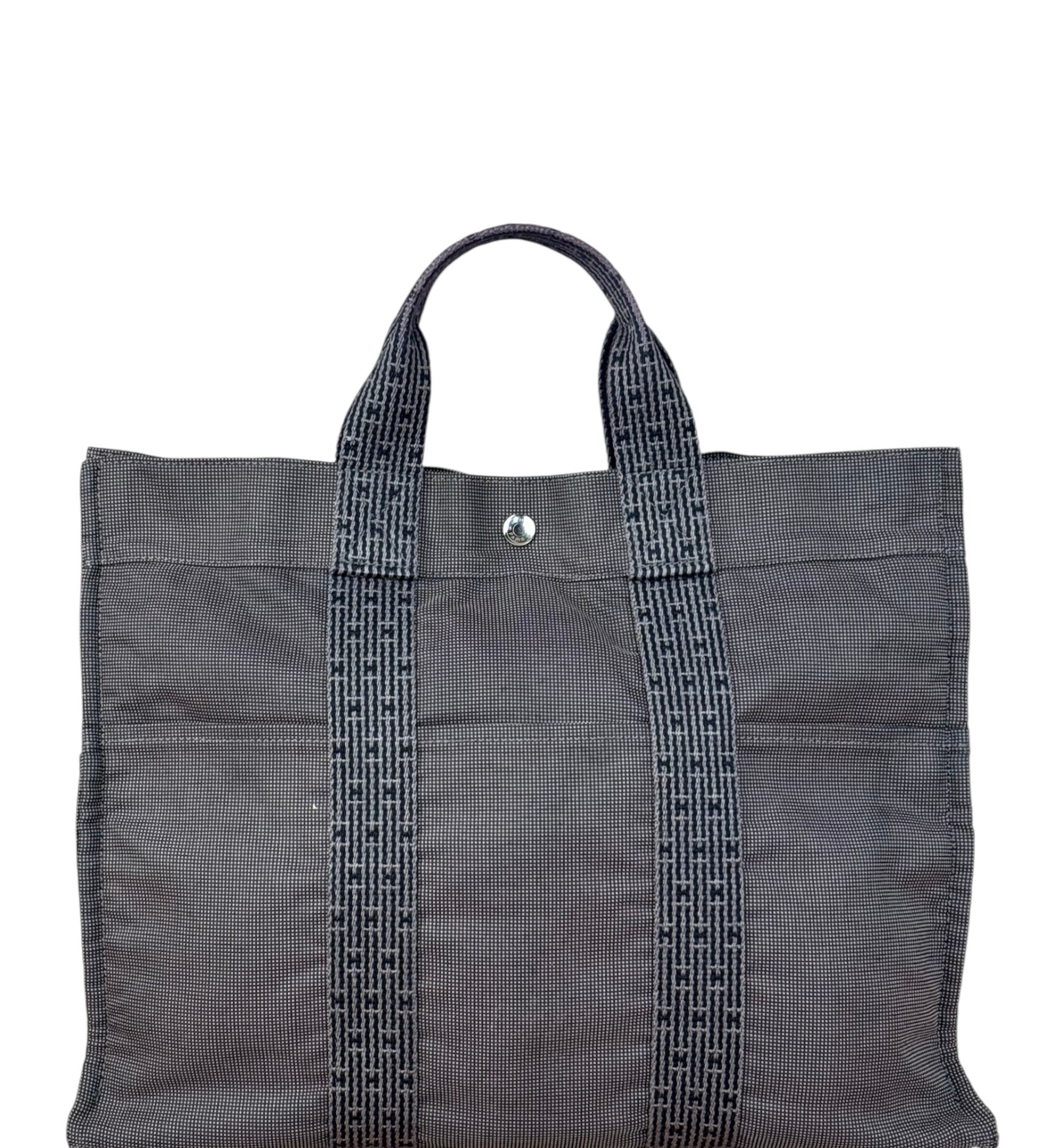 Hermes Grey Canvas Herline Tote Bag