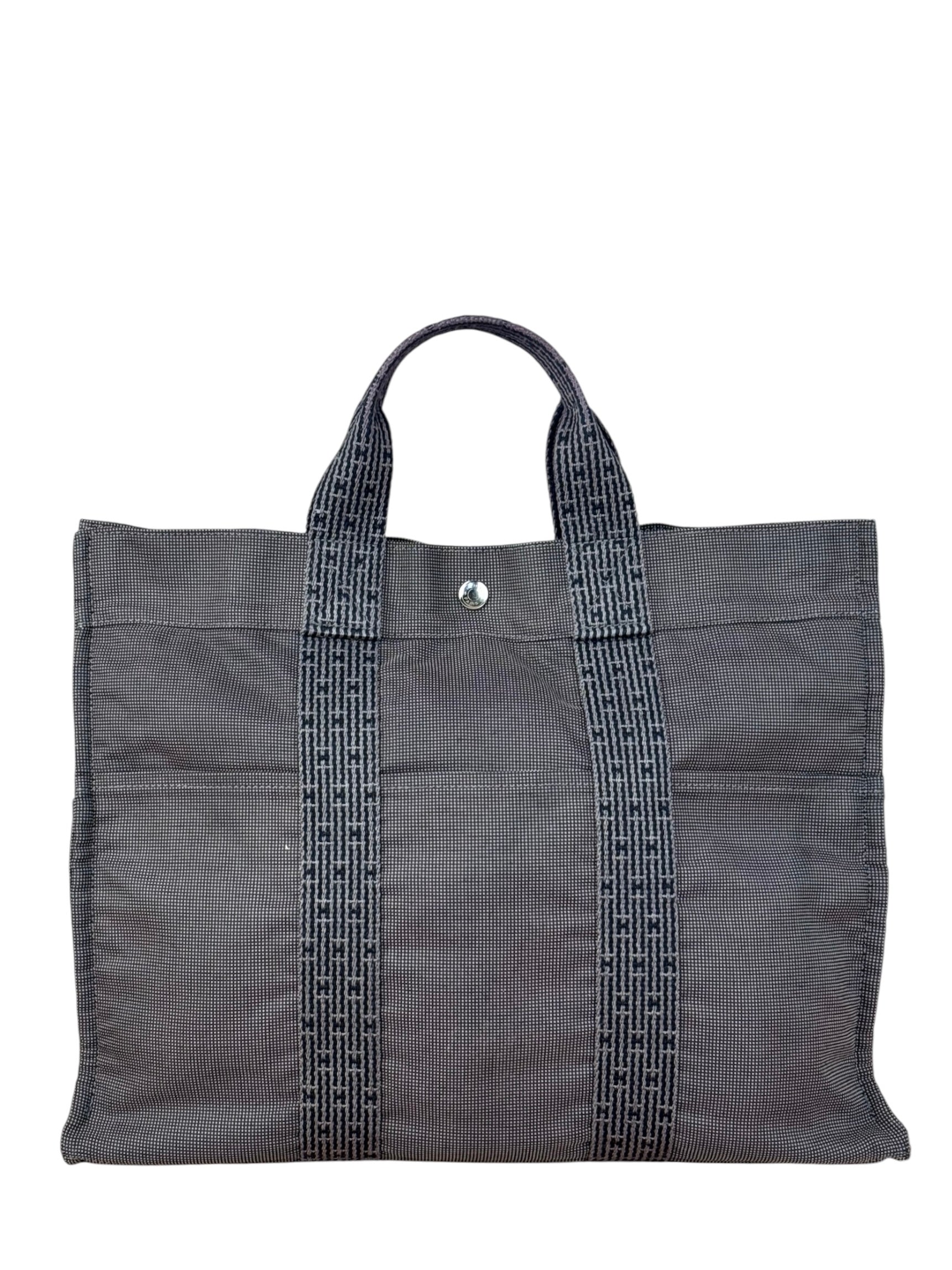 Hermes Grey Canvas Herline Tote Bag
