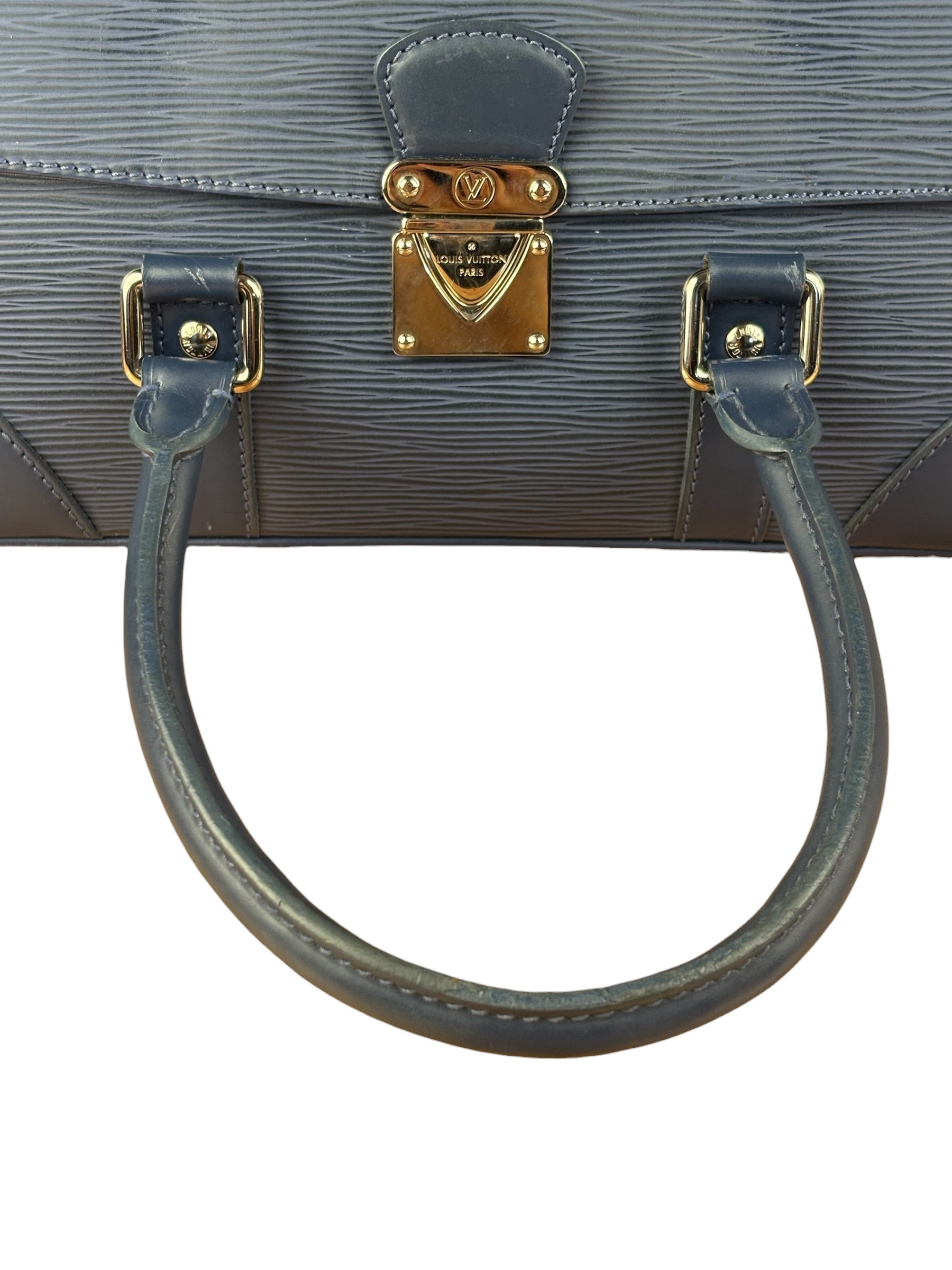 Louis Vuitton Navy Blue Leather Epi Segur Handbag PM