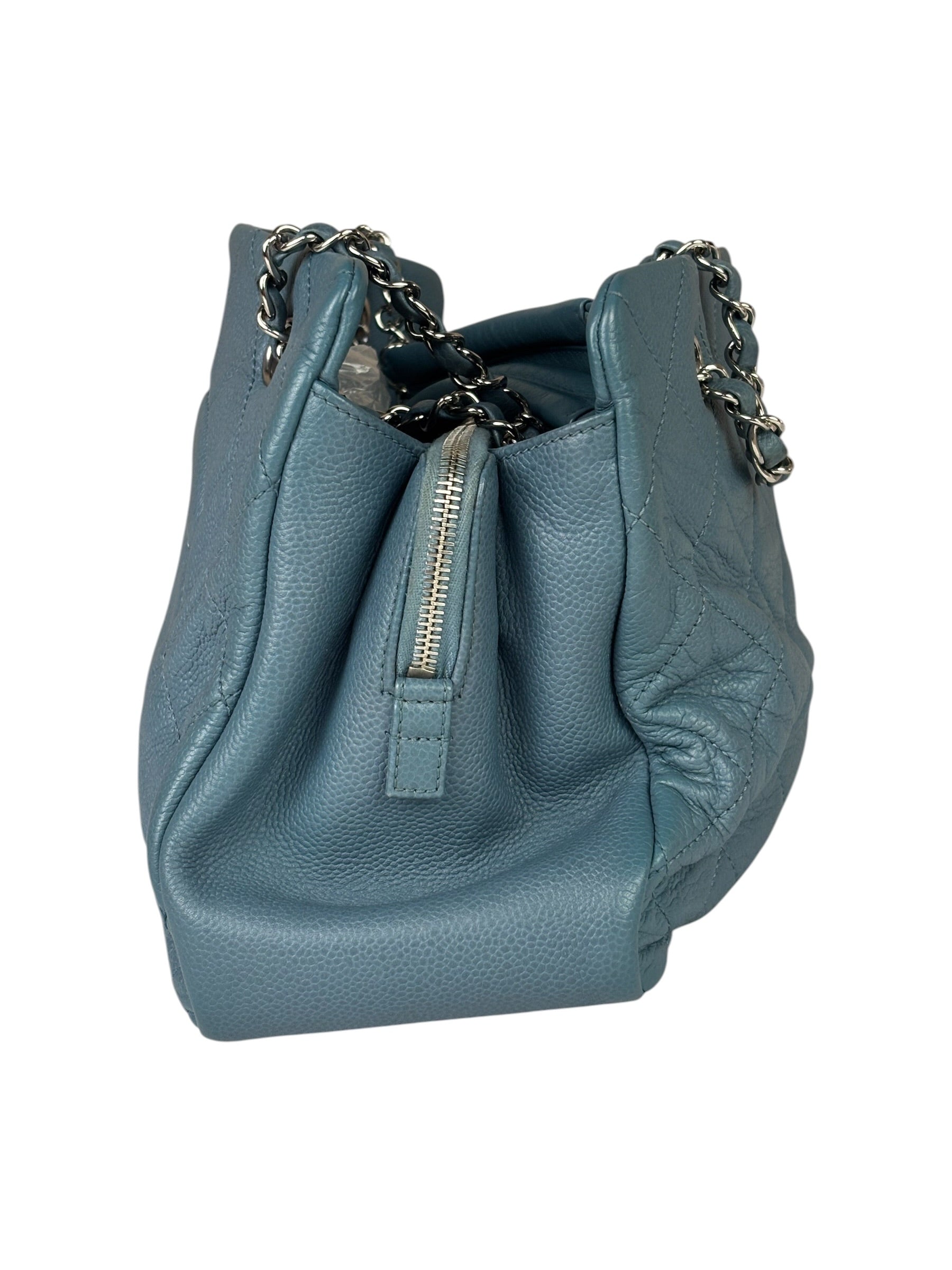 Chanel Blue Caviar Quilted CC Timeless Soft Shopper Tote 2010