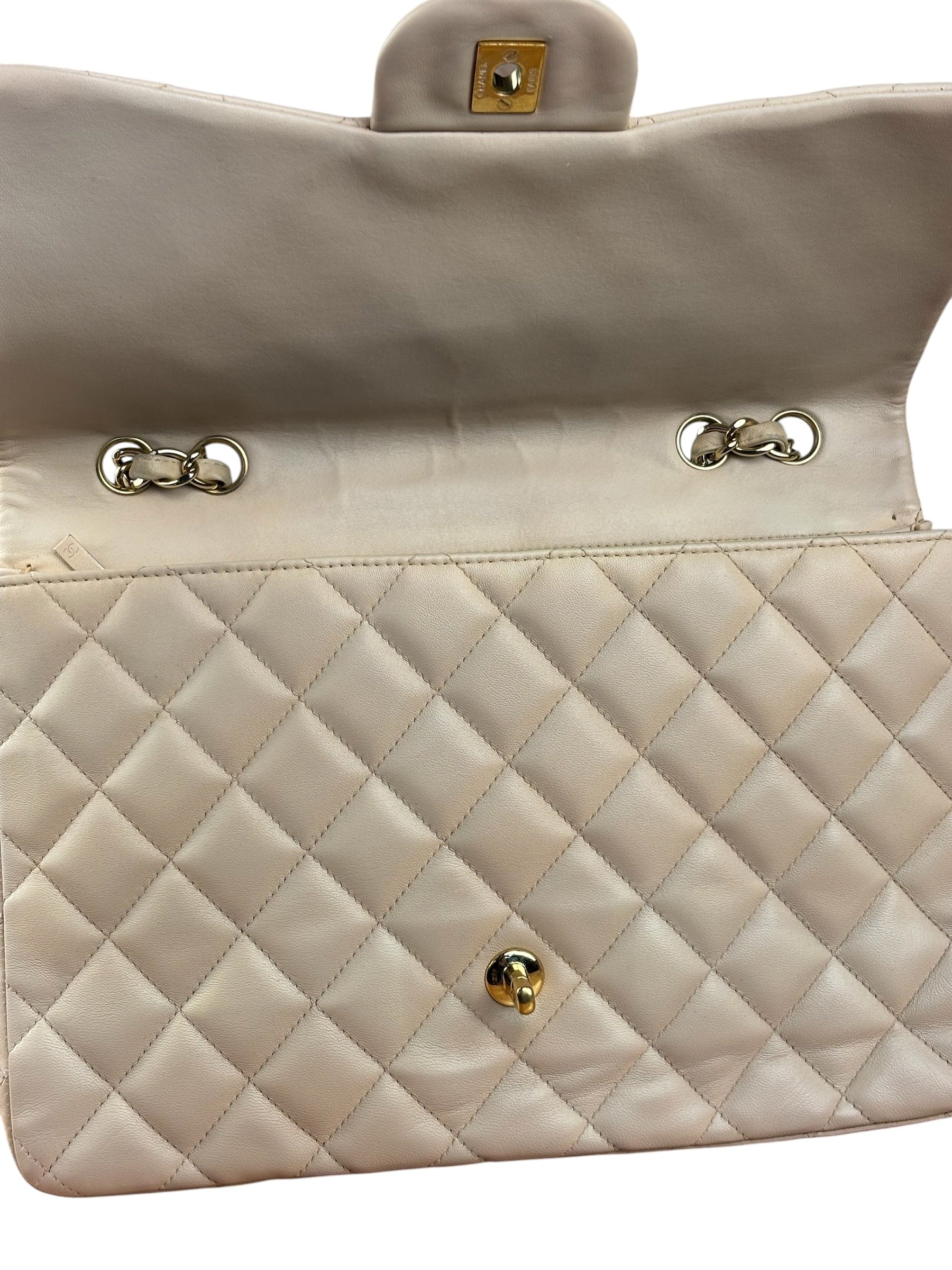 Chanel Beige Clair Jumbo Classic Flap Shoulder Bag 1990
