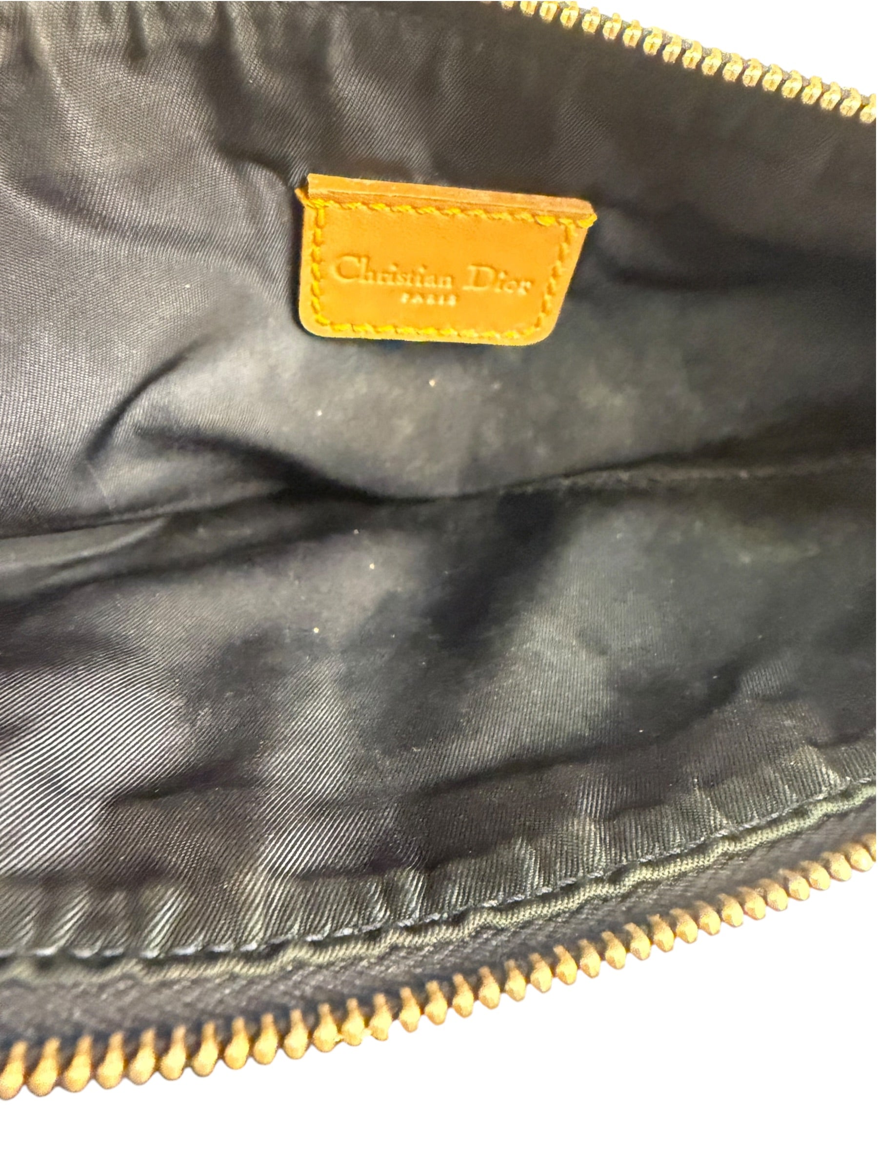 Christian Dior Denim Beige Leather Mini Saddle Pochette