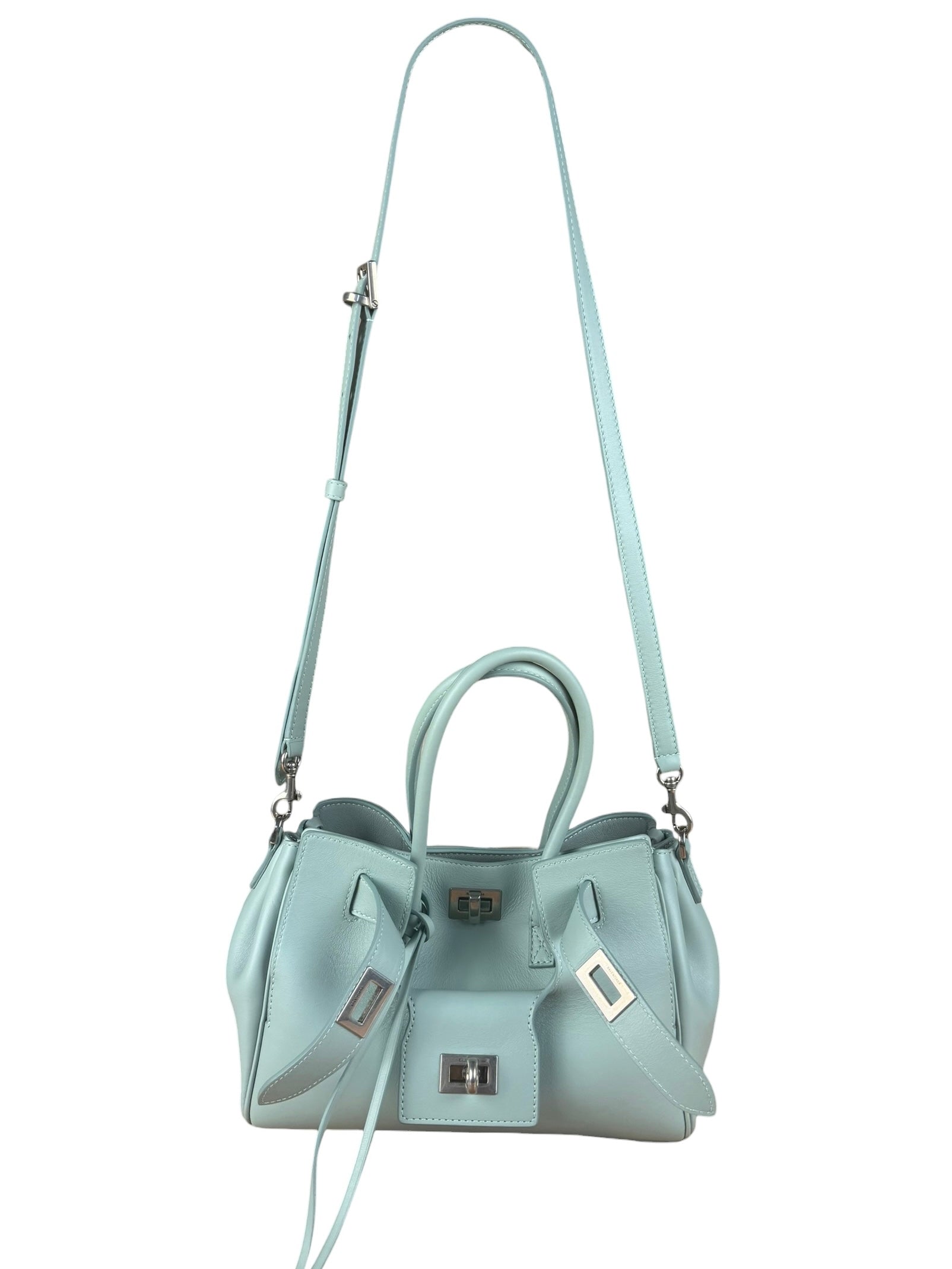 Balenciaga Blue Leather Mini Bel Air Carry All Two-Way Bag