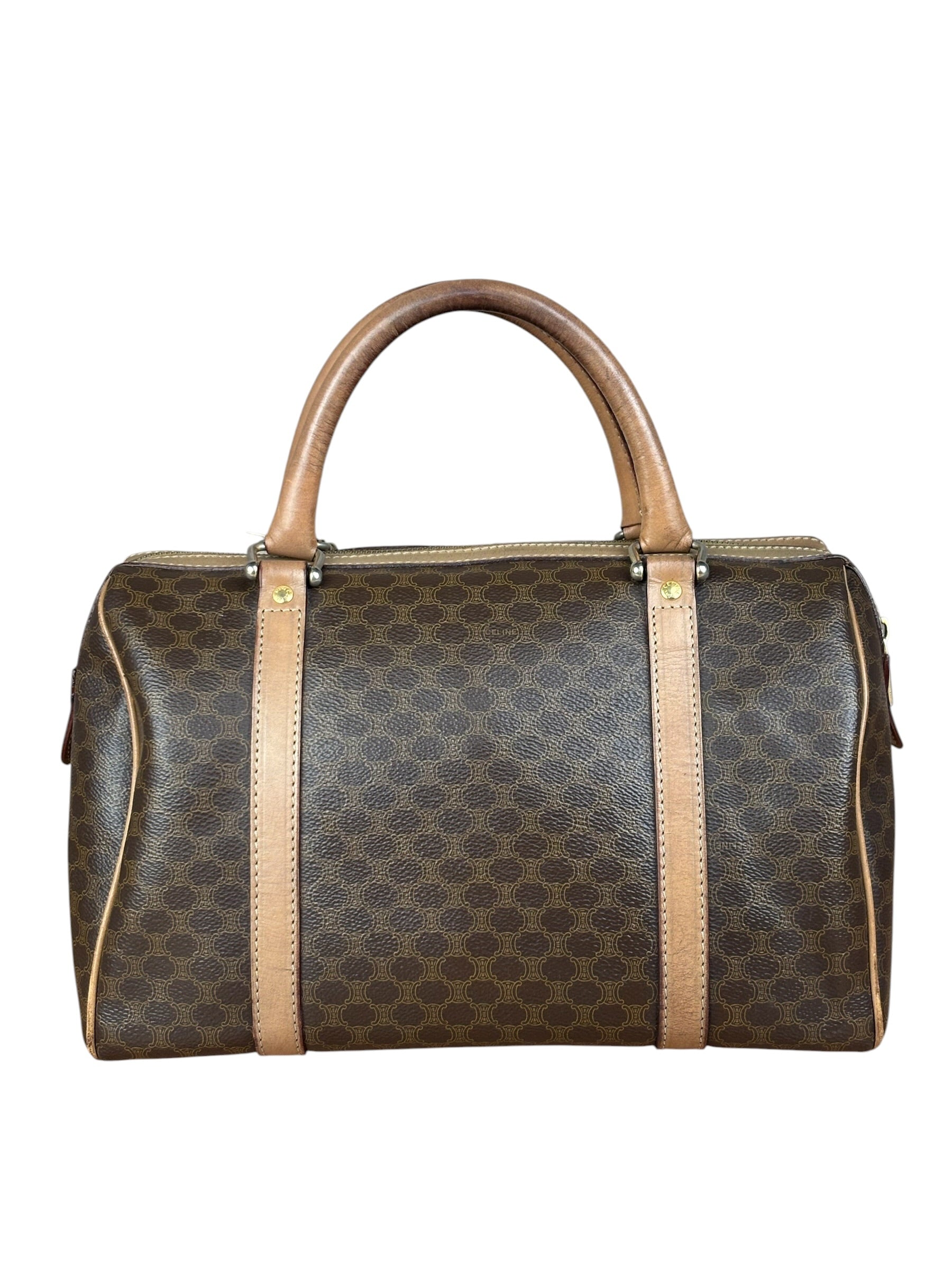 Celine Brown Leather Boston Handbag