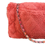Chanel Coral Terry Cloth Quilted Jumbo Single Flap Shoulder Bag2020