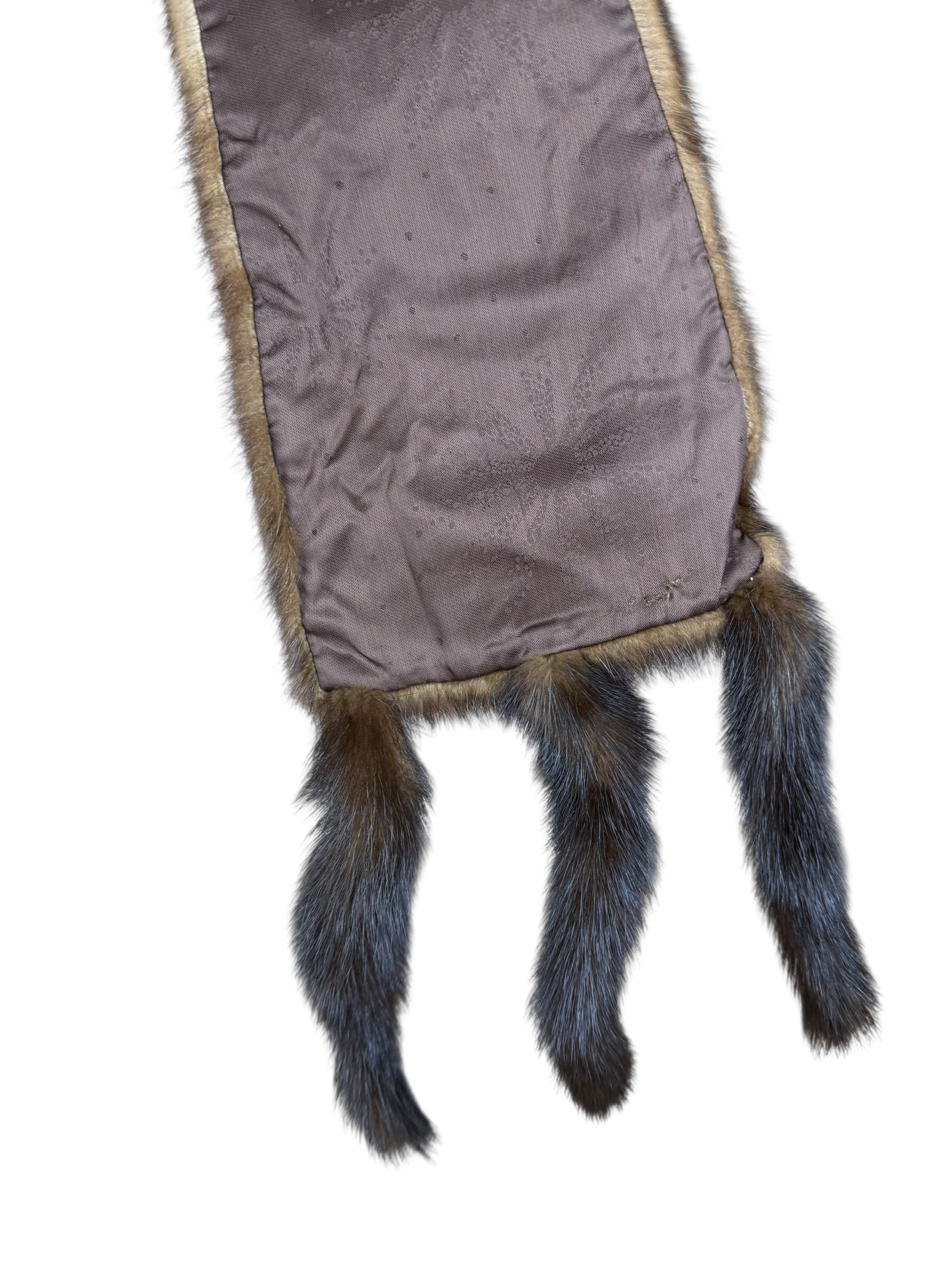 Vintage Brown Fur Tailed Shawl