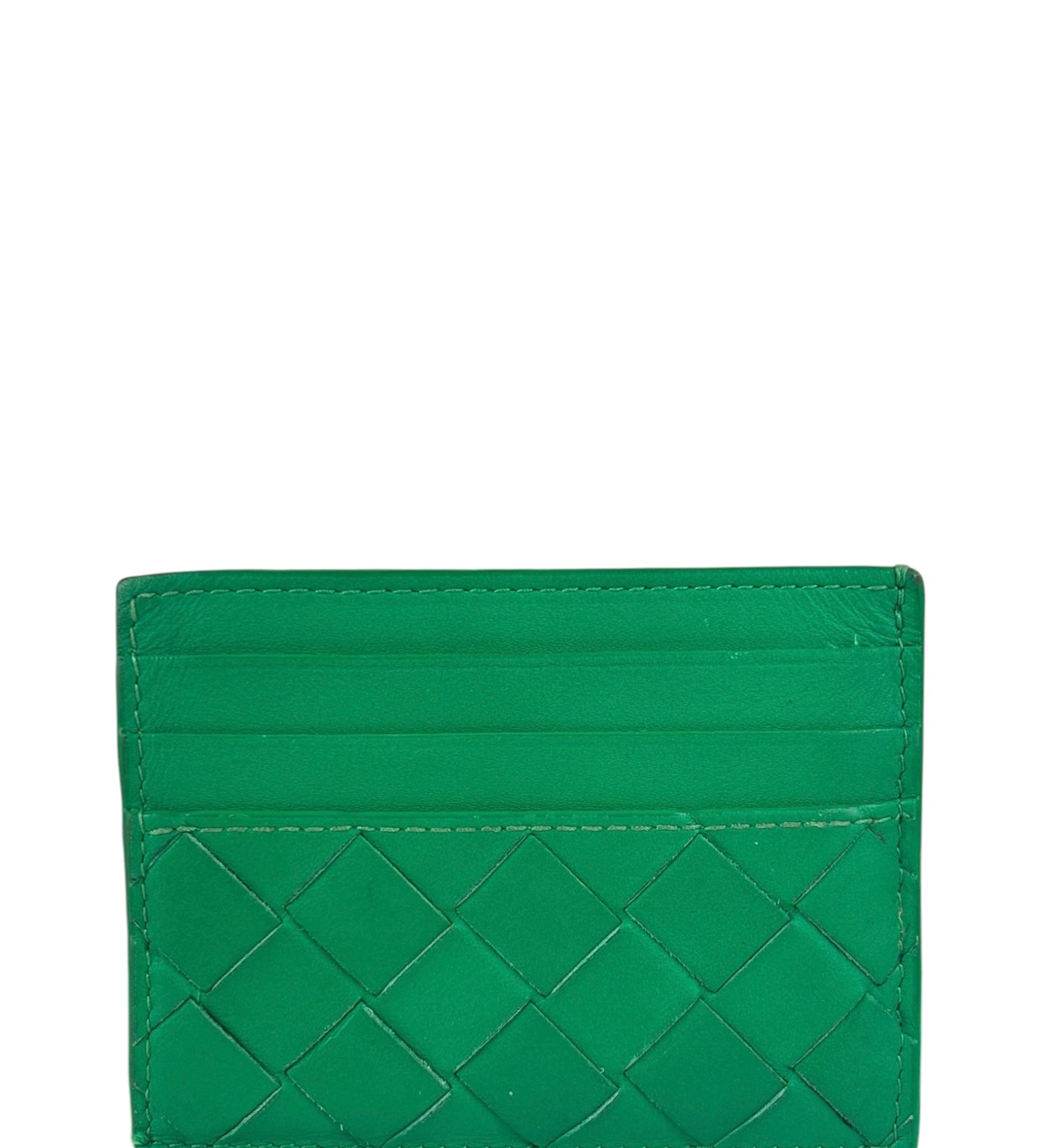 Bottega Veneta Green Intrecciato Card Holder