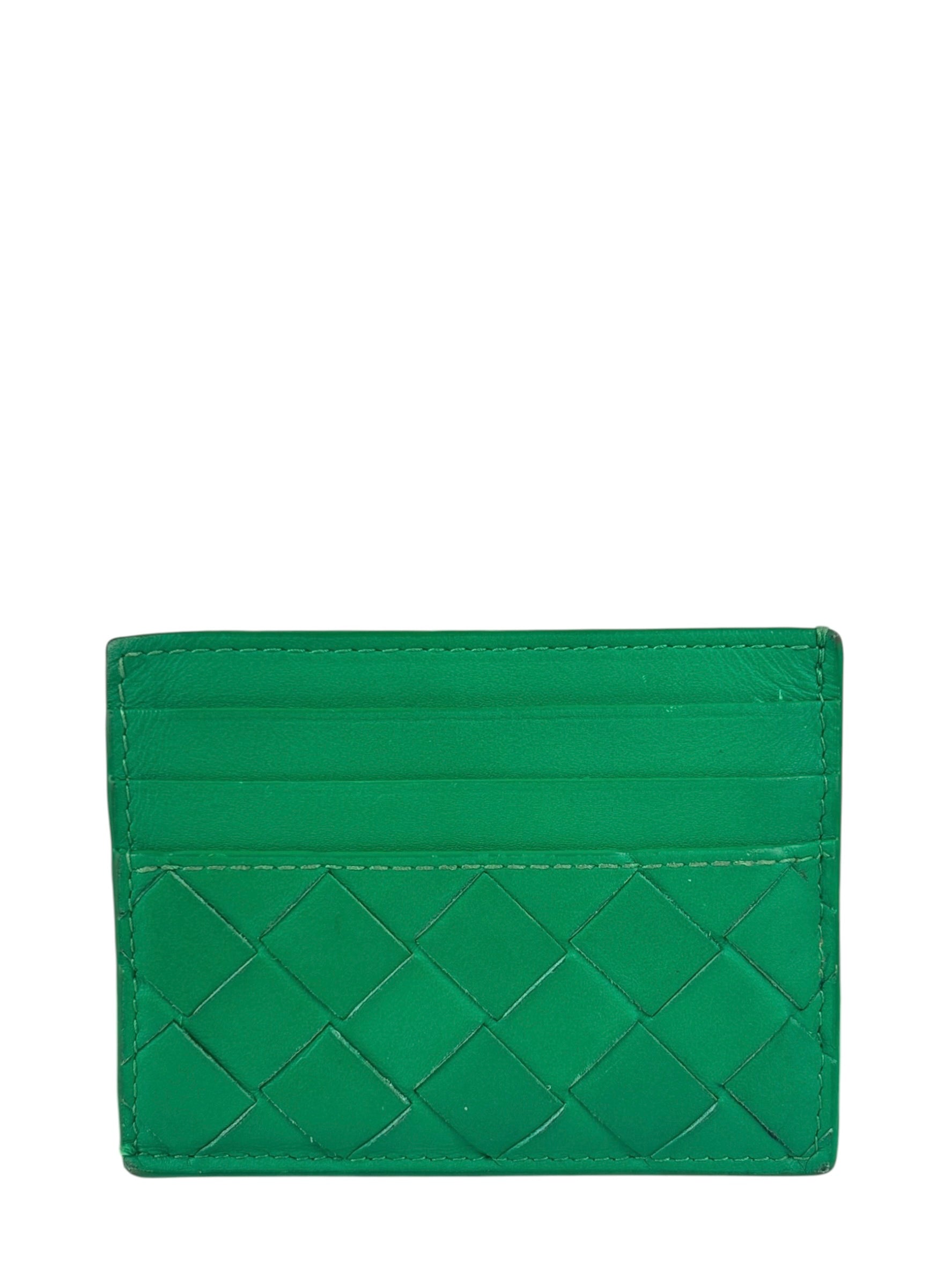 Bottega Veneta Green Intrecciato Card Holder