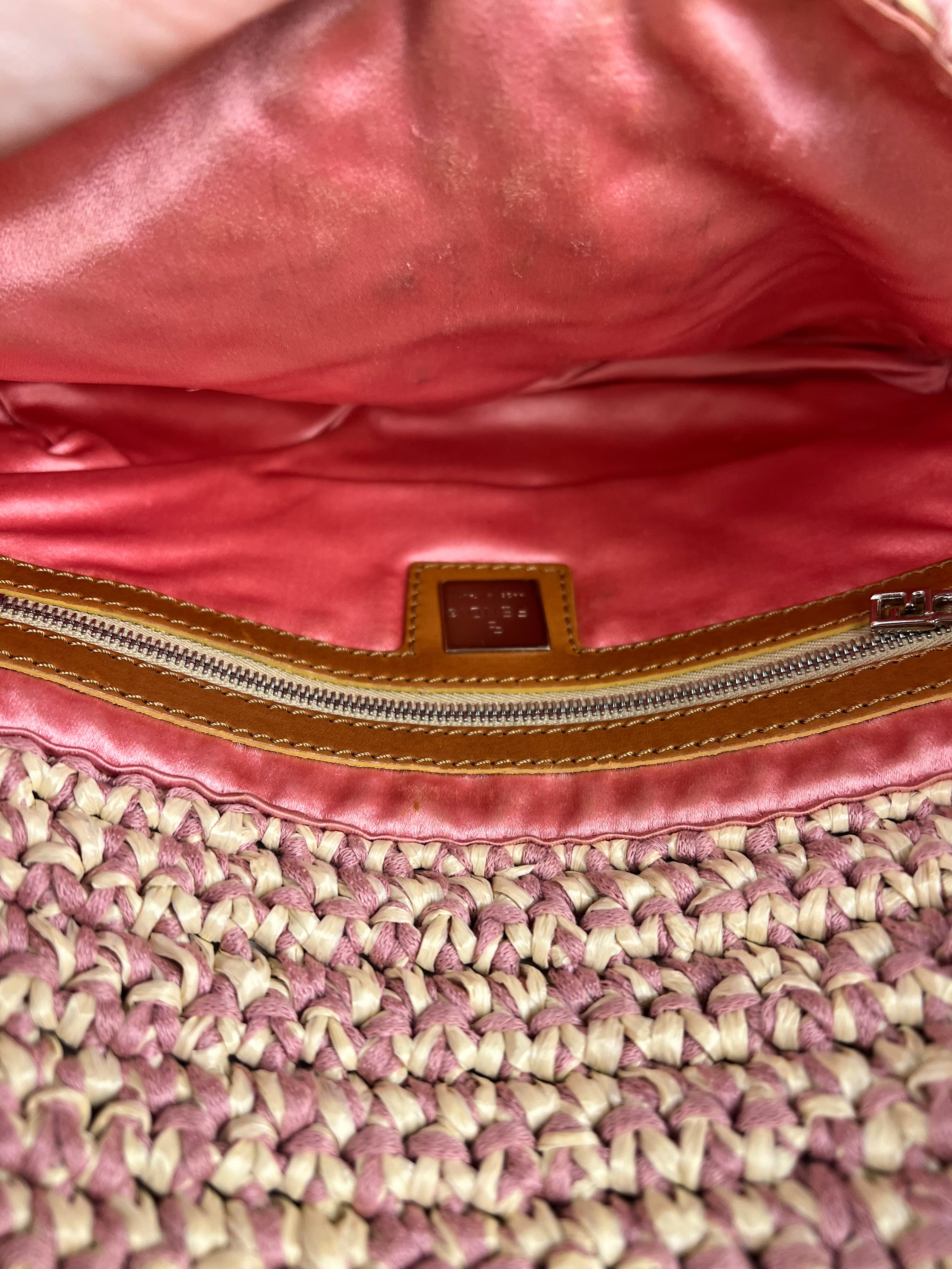 Fendi Raffia Crochet Baguette