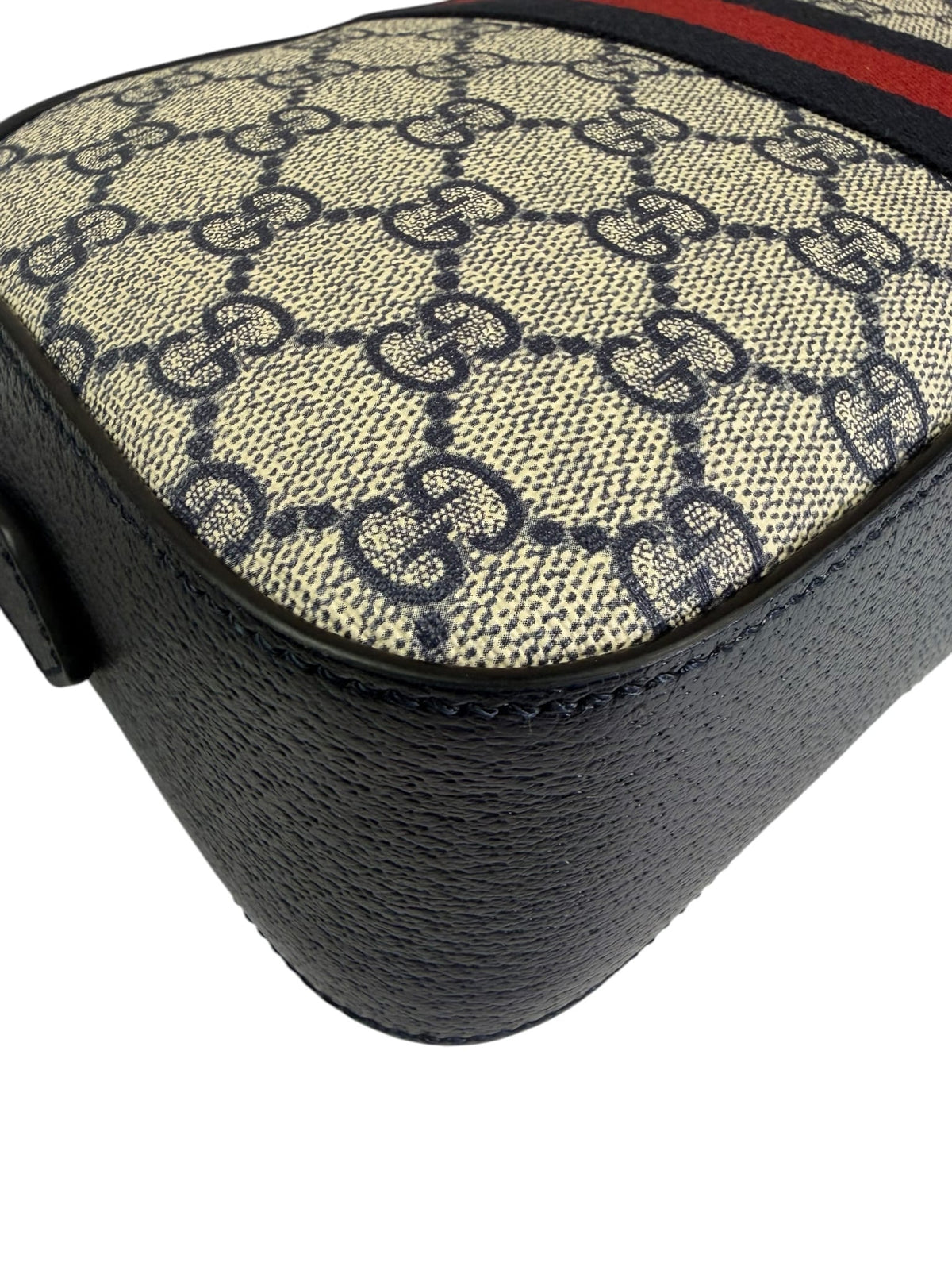 Gucci Navy/Beige Leather GG Supreme Small Ophidia Camera Bag