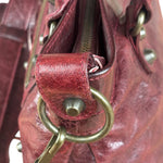 Balenciaga Vintage Burgundy Leather Moto City Two-Way Bag
