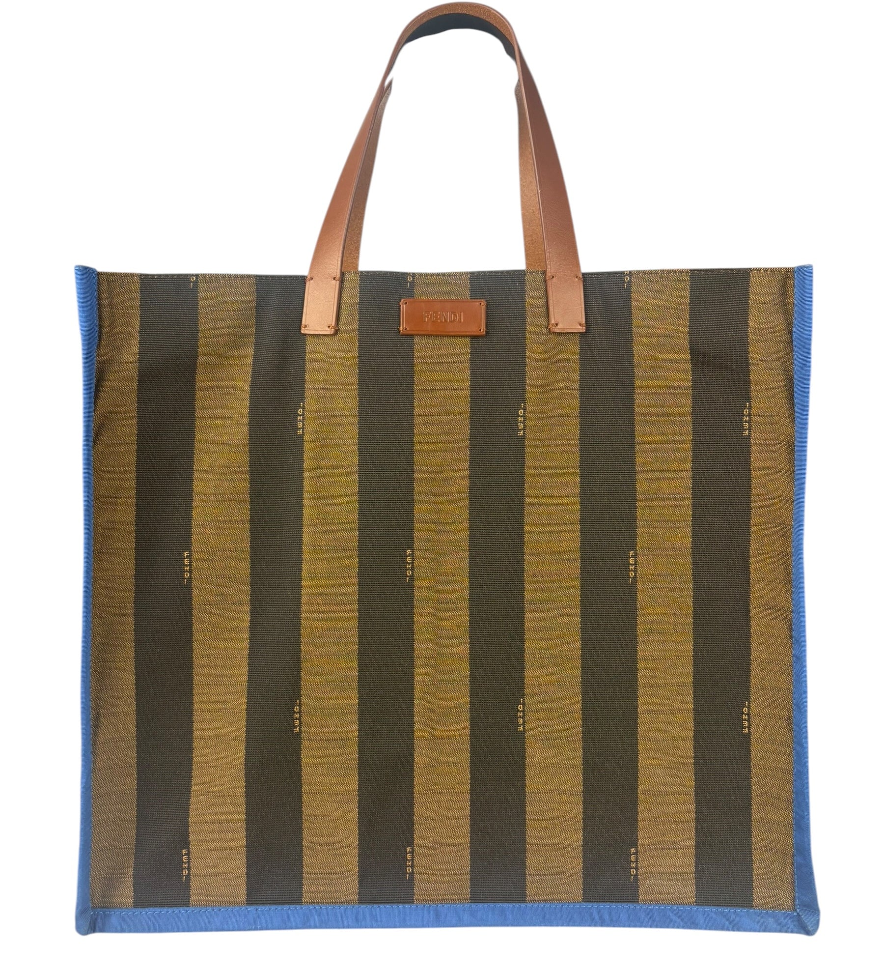 Fendi Pequin Striped Blue Lined Tote Bag