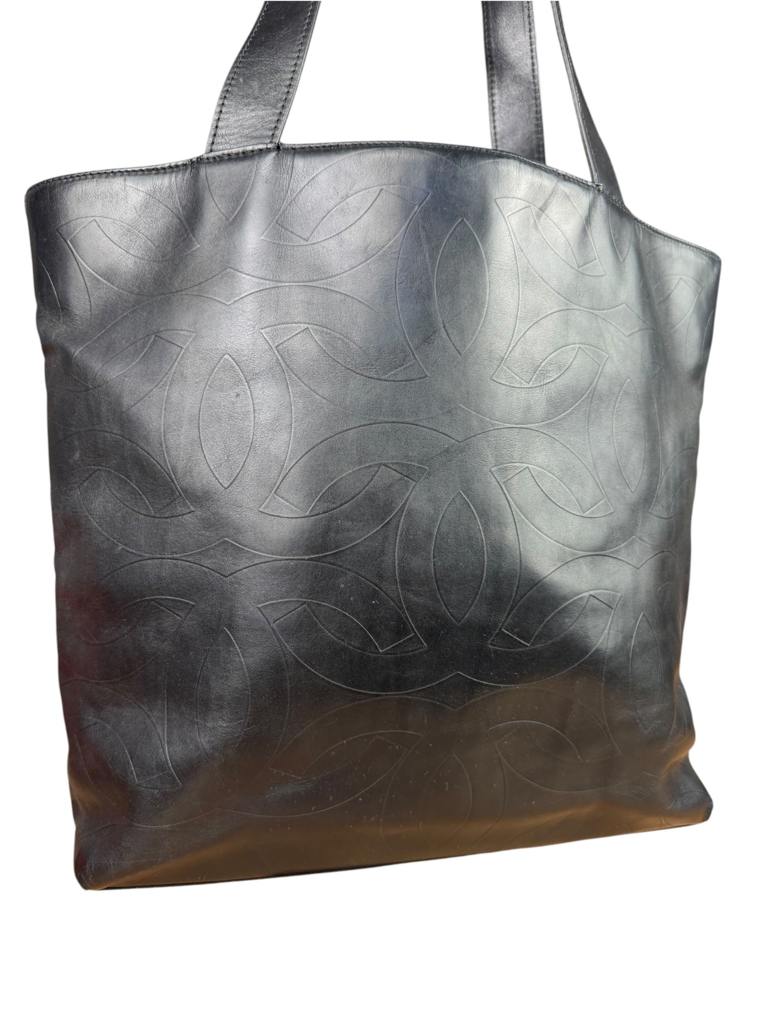 Chanel Black Lambskin CC Swirl Pattern Tote 2000