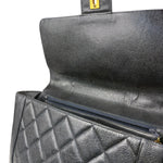 Chanel Black Quilted Caviar Kelly Top Handle Bag 90s