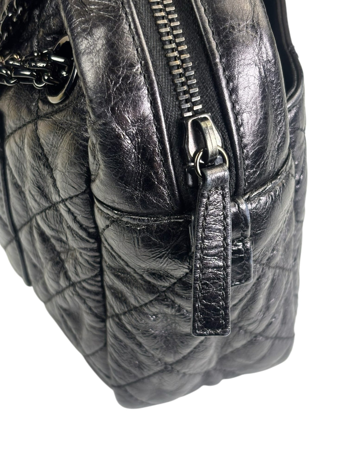 Chanel Metallic Black Quilted Calfskin Reissue Camera Case 2008
